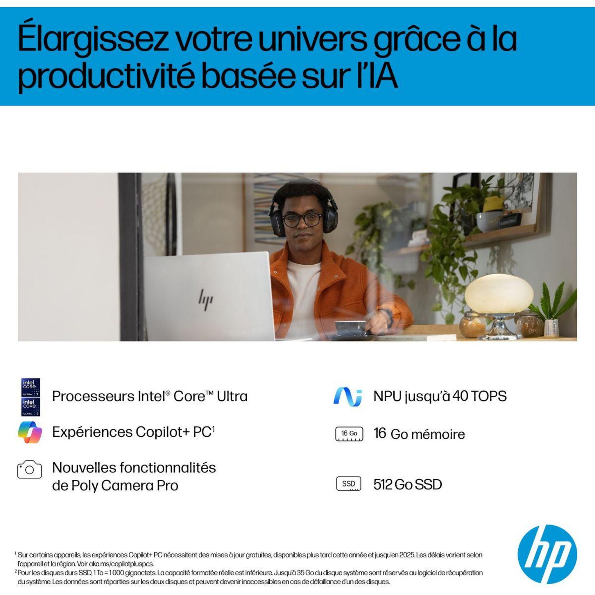 Voir la diapositive 5 : HP Ordinateur portable omnibook 7 17-dc0004nf 17,3  intel core ultra 5 226v 16 go ram ssd 512 go copilot+pc
