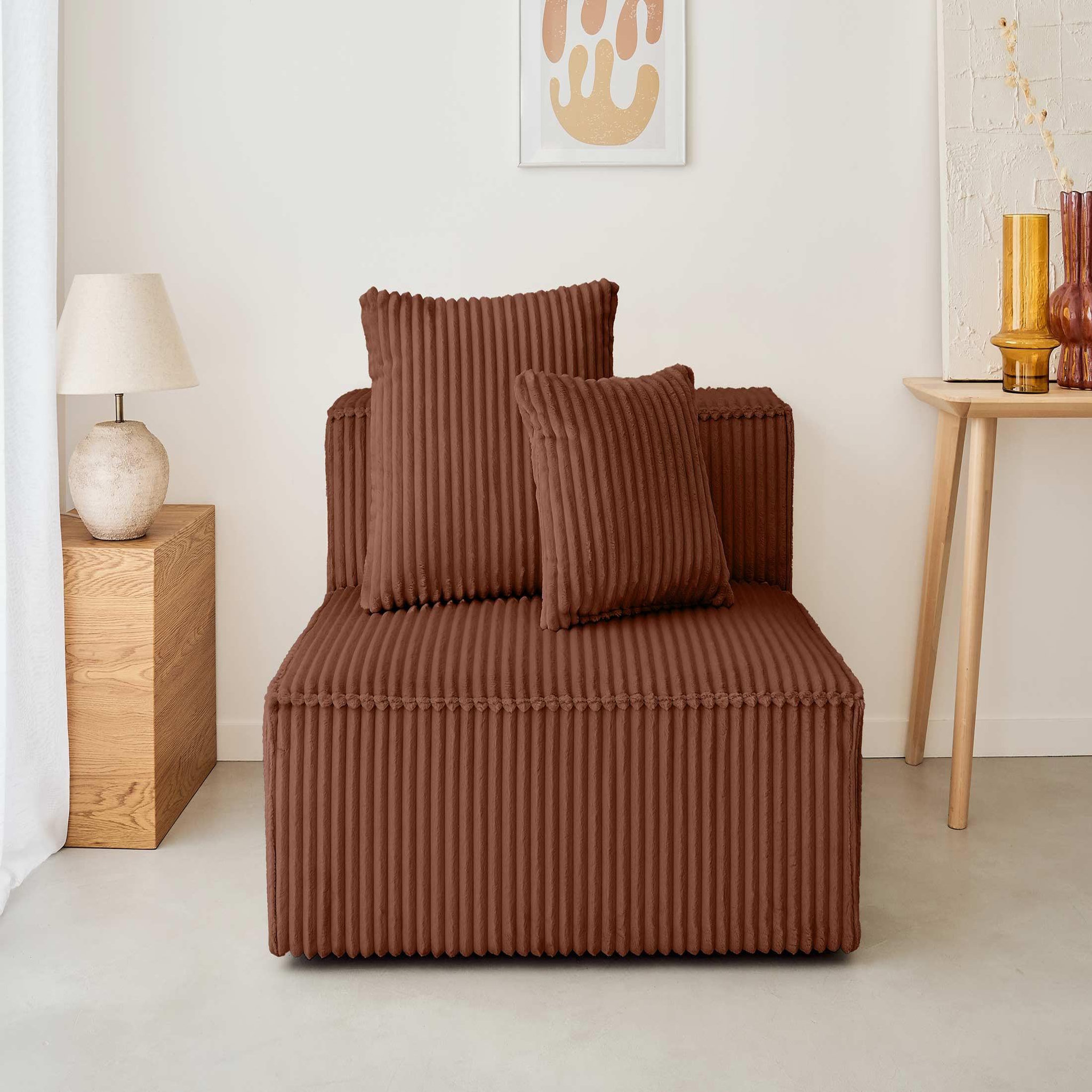 Voir la diapositive 2 : LISA DESIGN Colombine - module d'assise - en velours côtelé grosses côtes