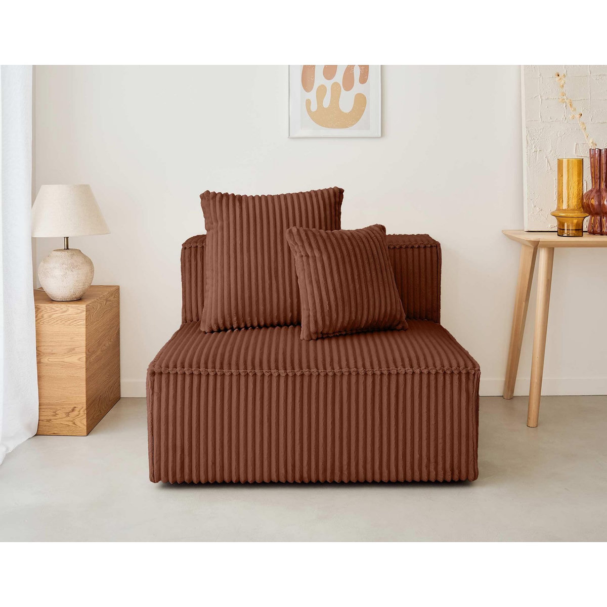 LISA DESIGN Colombine - module d'assise - en velours côtelé grosses côtes