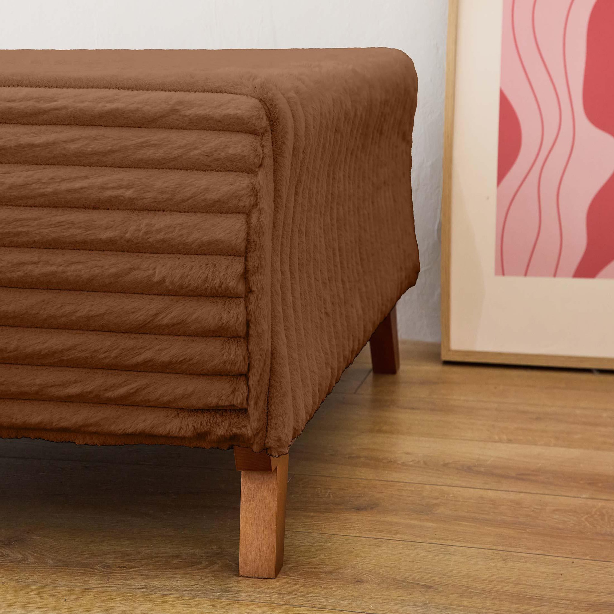 Voir la diapositive 3 : BEST MOBILIER Cristal - pouf modulable - 95 cm - en fausse fourrure côtelée