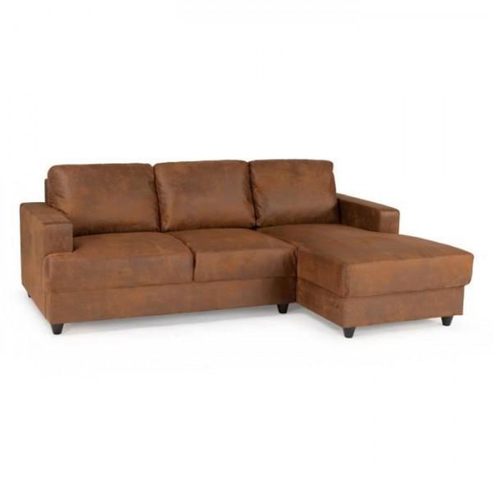 Voir la diapositive 3 : MARKET24 Canapé d'angle droit 4 places - Tissu marron vintage - Contemporain - L 215 x P 140 x H 86 cm - PAUL