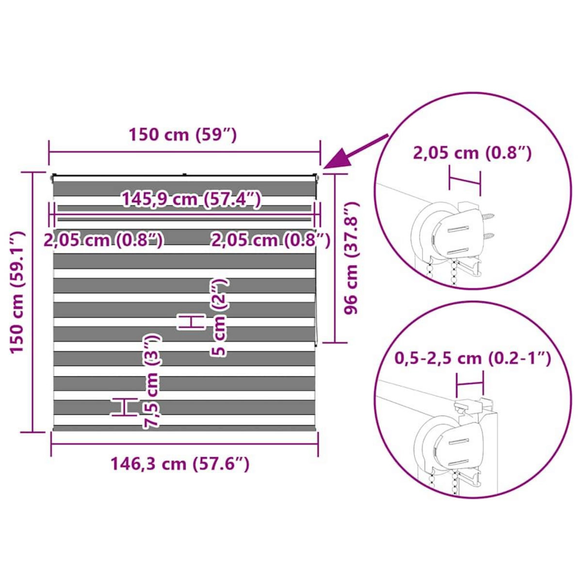 VIDAXL Store zebre beige marbre largeur du tissu 145,9 cm polyester