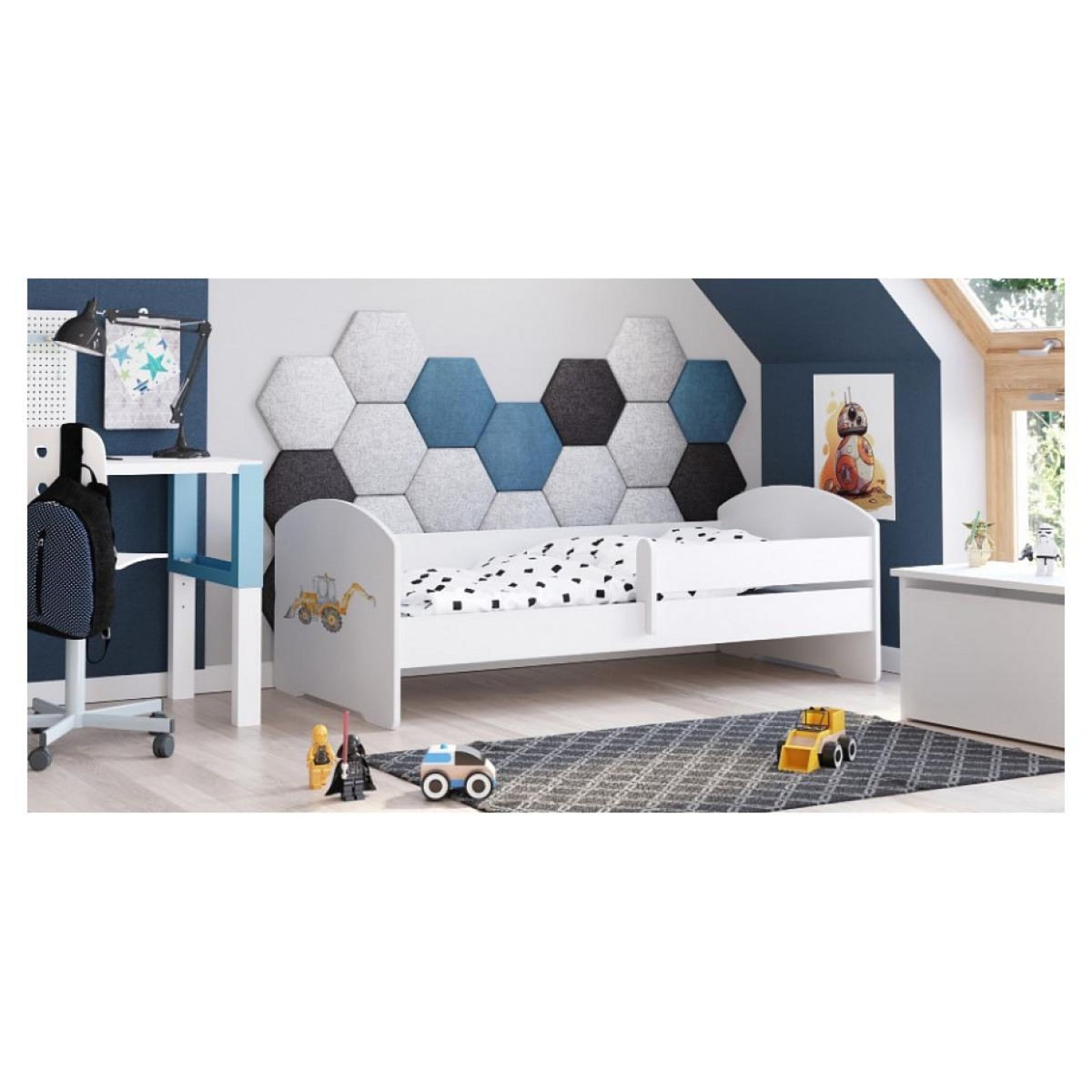 KOBI Lit enfant LUK BAR 160x80 tracteur avec matelas