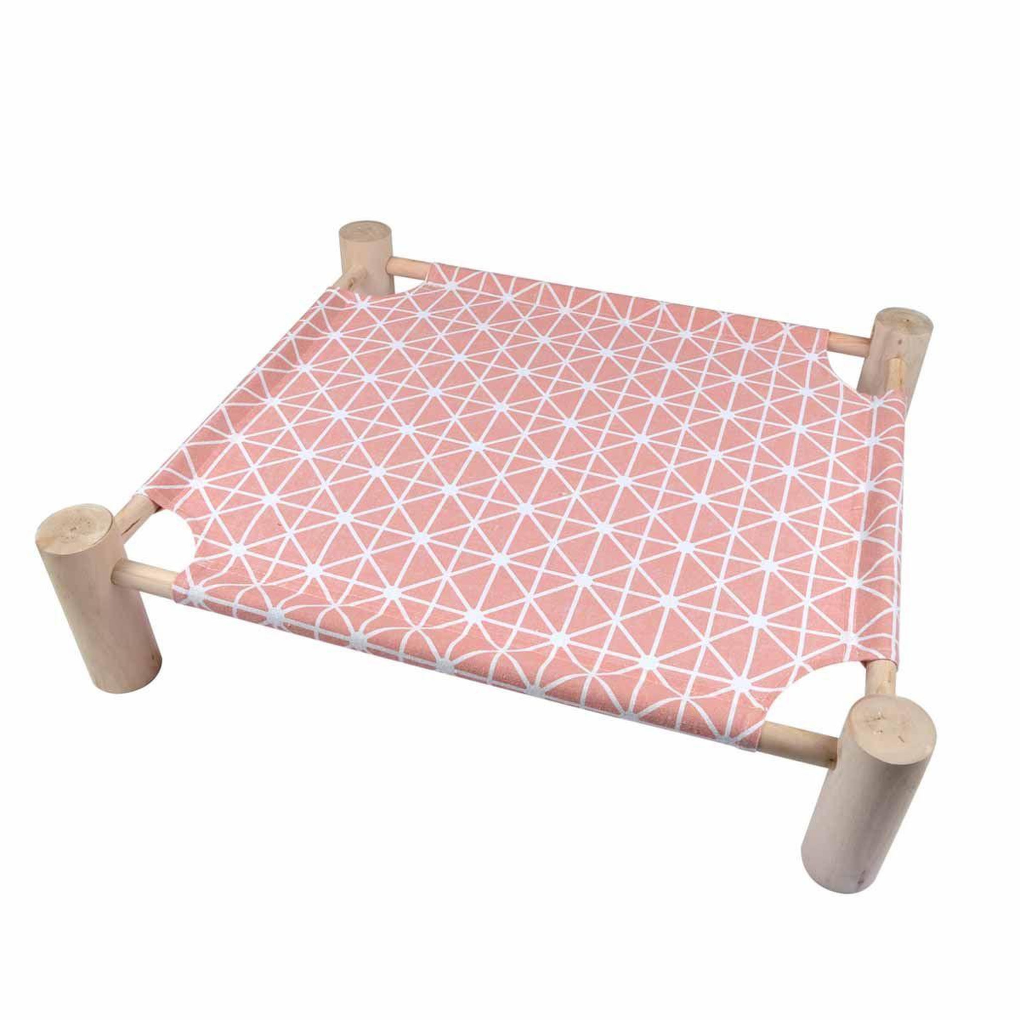 Voir la diapositive 1 : LOVE STORY Lit hamac pour chat en bois  boho  53cm rose