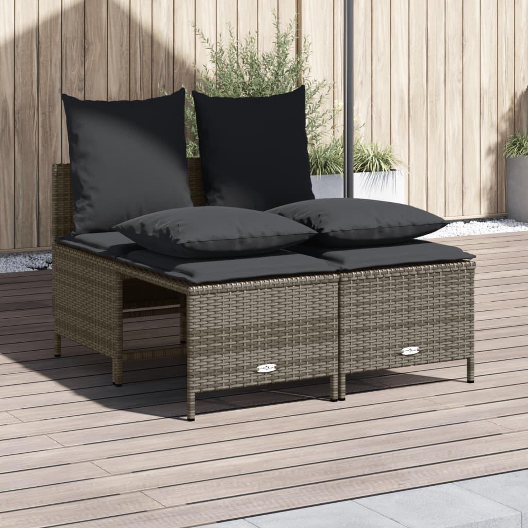 VIDAXL Salon de jardin 4 pcs avec coussins gris resine tressee