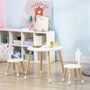 HOMCOM Ensemble table et chaises enfant design scandinave motif étoile bois pin MDF blanc
