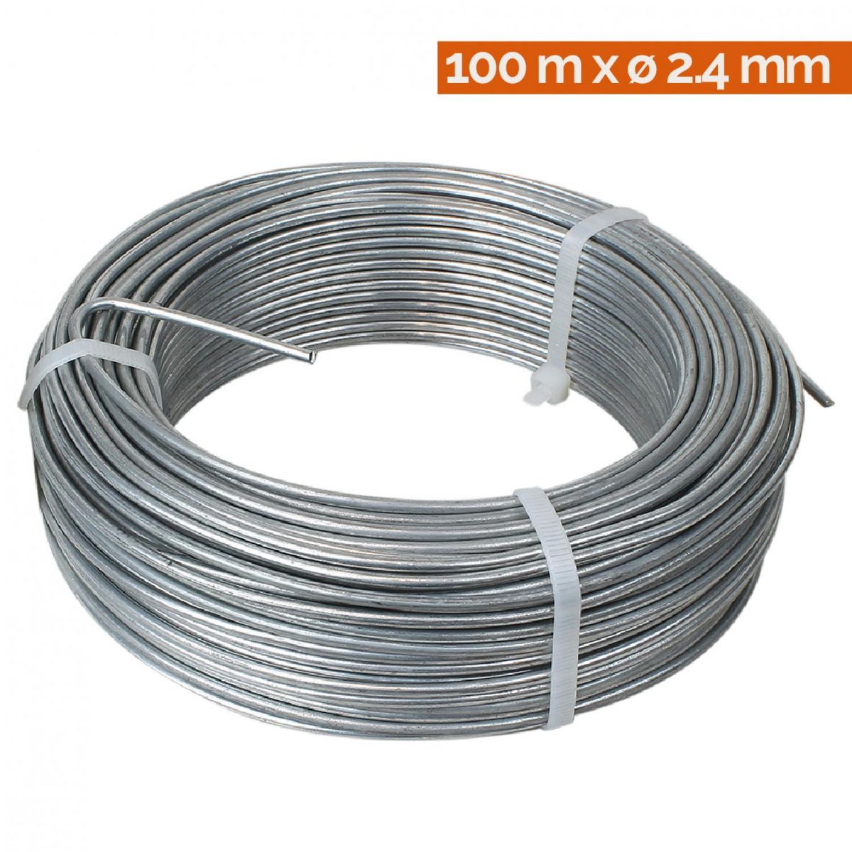 LINXOR Fil de tension en acier galvanisé pour grillage ou autre - 100 m x 2.4mm Ø - Gris
