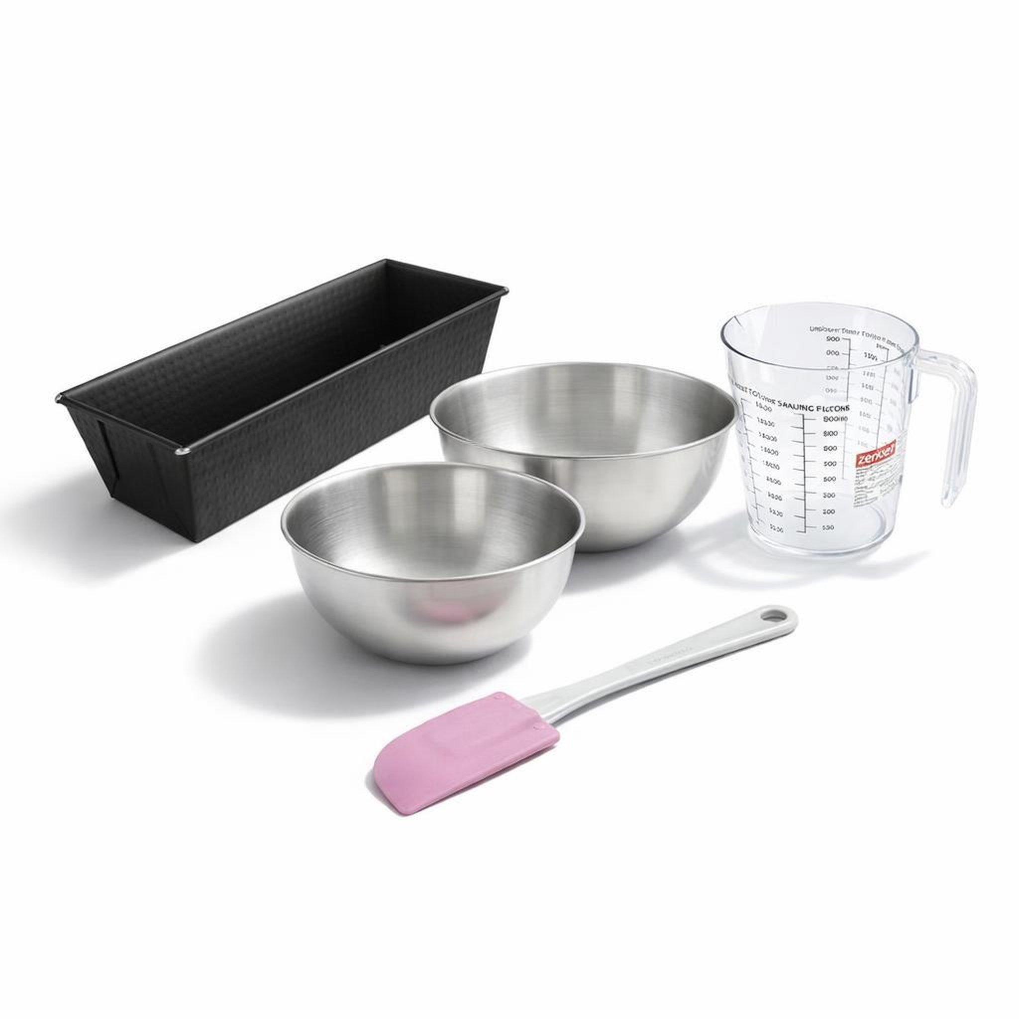 ZENKER Set pâtisserie avec moule à cake 25 cm, 2 bols à mixer, verre mesureur et spatule zenker