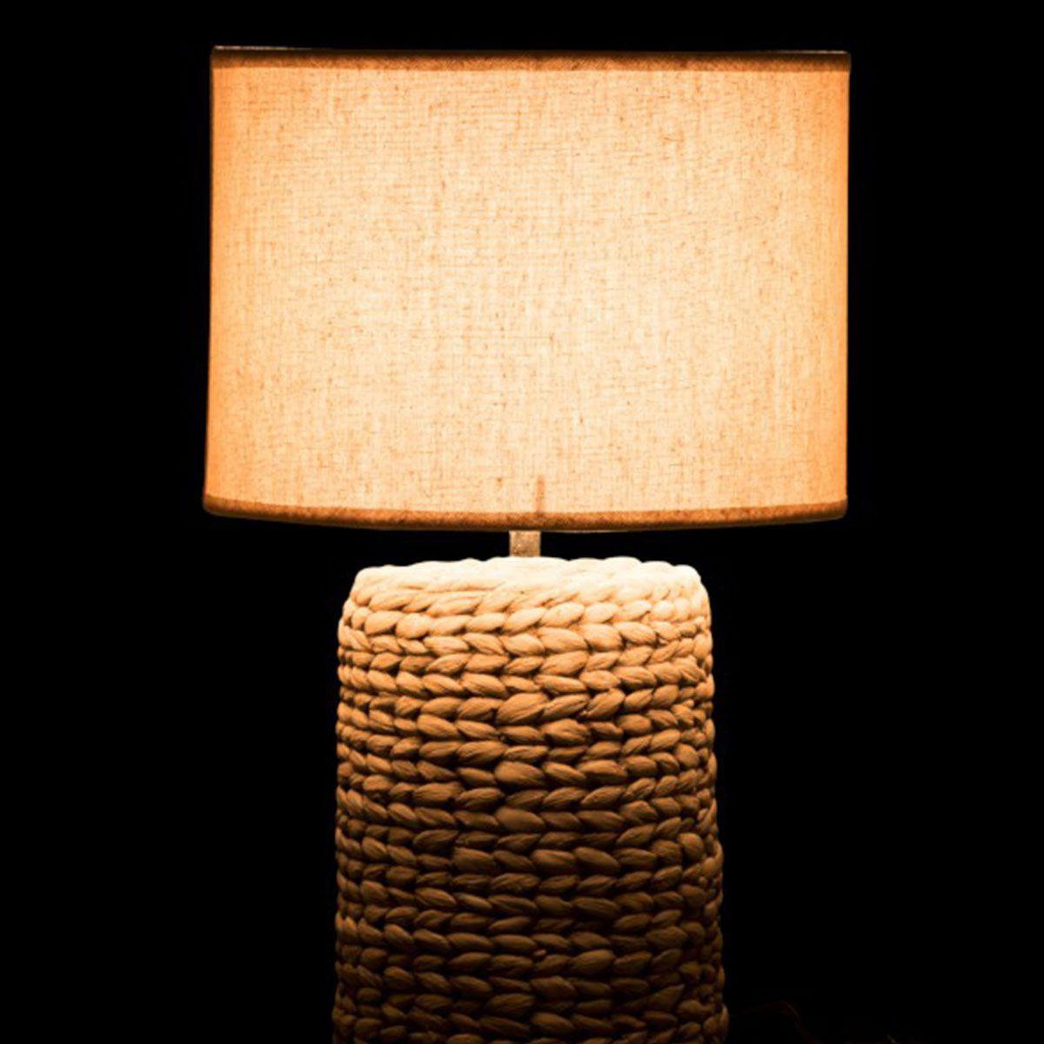 Voir la diapositive 3 : J-LINE Lampe à poser déco ciment  tressée  48cm naturel