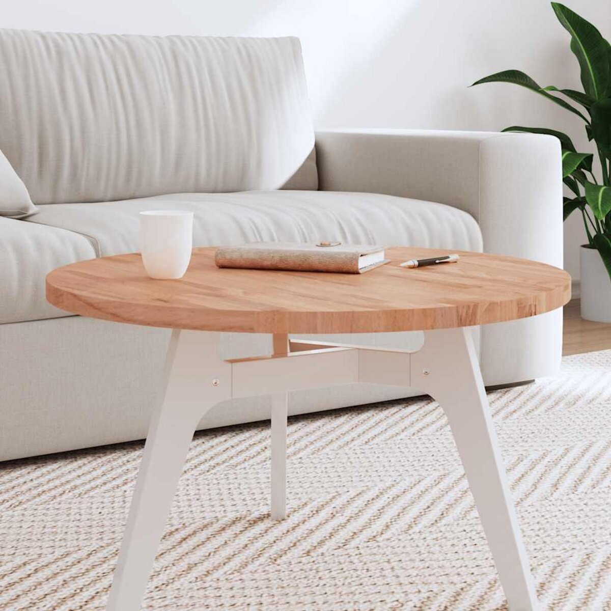 VIDAXL Dessus de table Ø70x2,5 cm rond bois massif de hetre