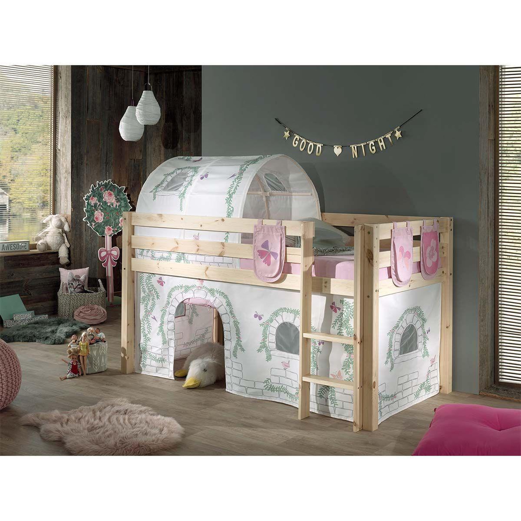Voir la diapositive 3 : Paris Prix Pack - lit enfant, tente, tunnel & 3 pochettes  pino birdy  naturel