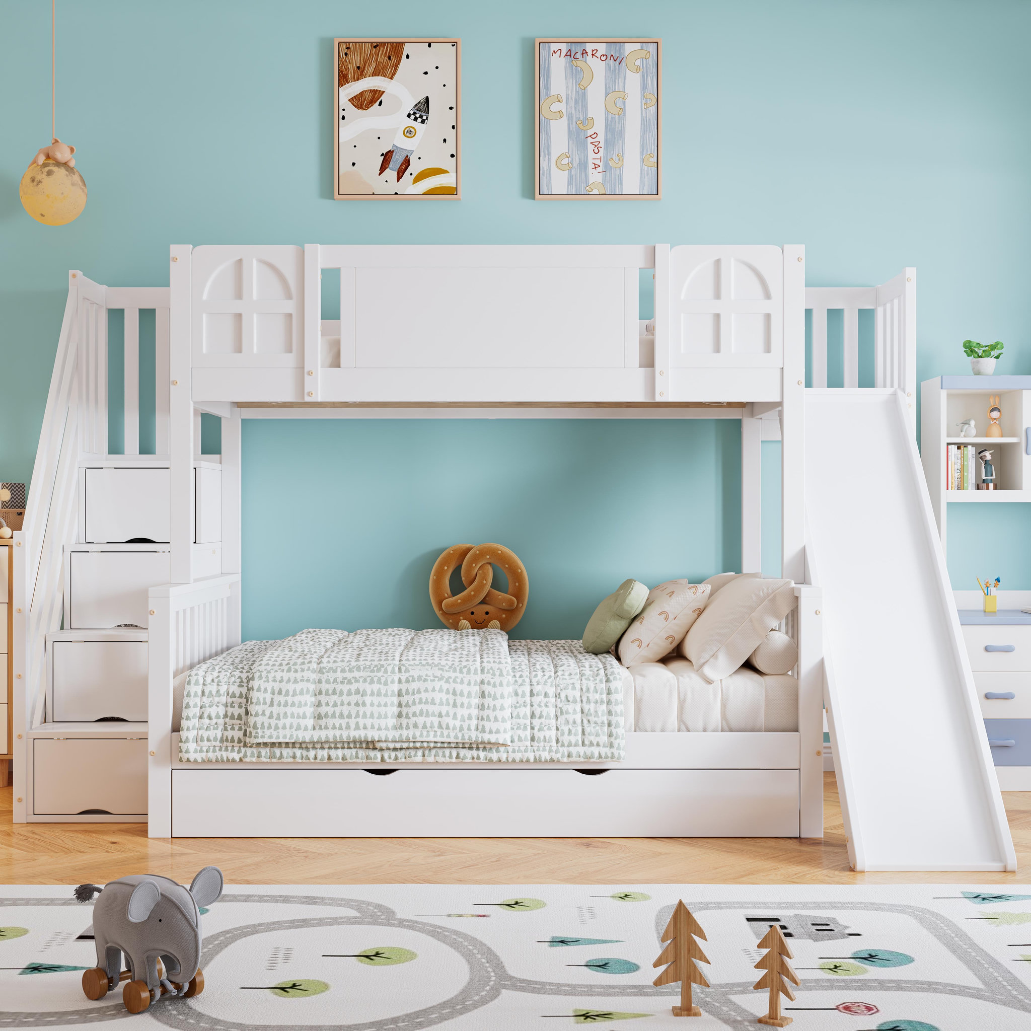 Voir la diapositive 2 : MERAX Lit superposé 90x200cm bois et mdf coloris blanc
