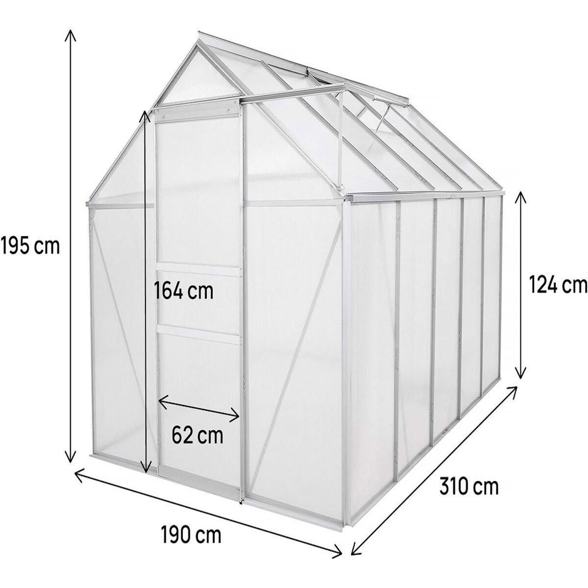 Habitat et Jardin Serre jardin polycarbonate 310 x 190 x 195 cm  Basilic  - 5,89 m² - Gris
