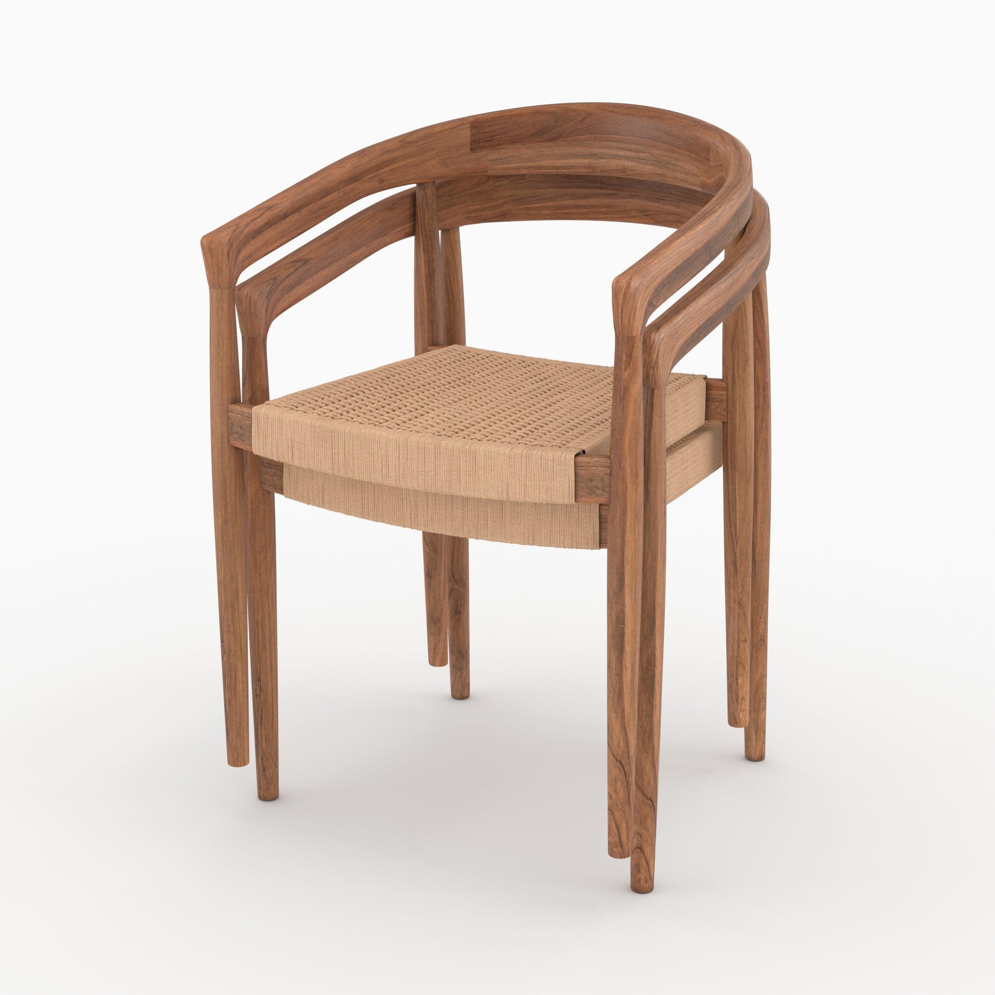 Voir la diapositive 6 : MAISON PAVANE Lot de 2 chaises en bois de teck et corde naturelle -bali