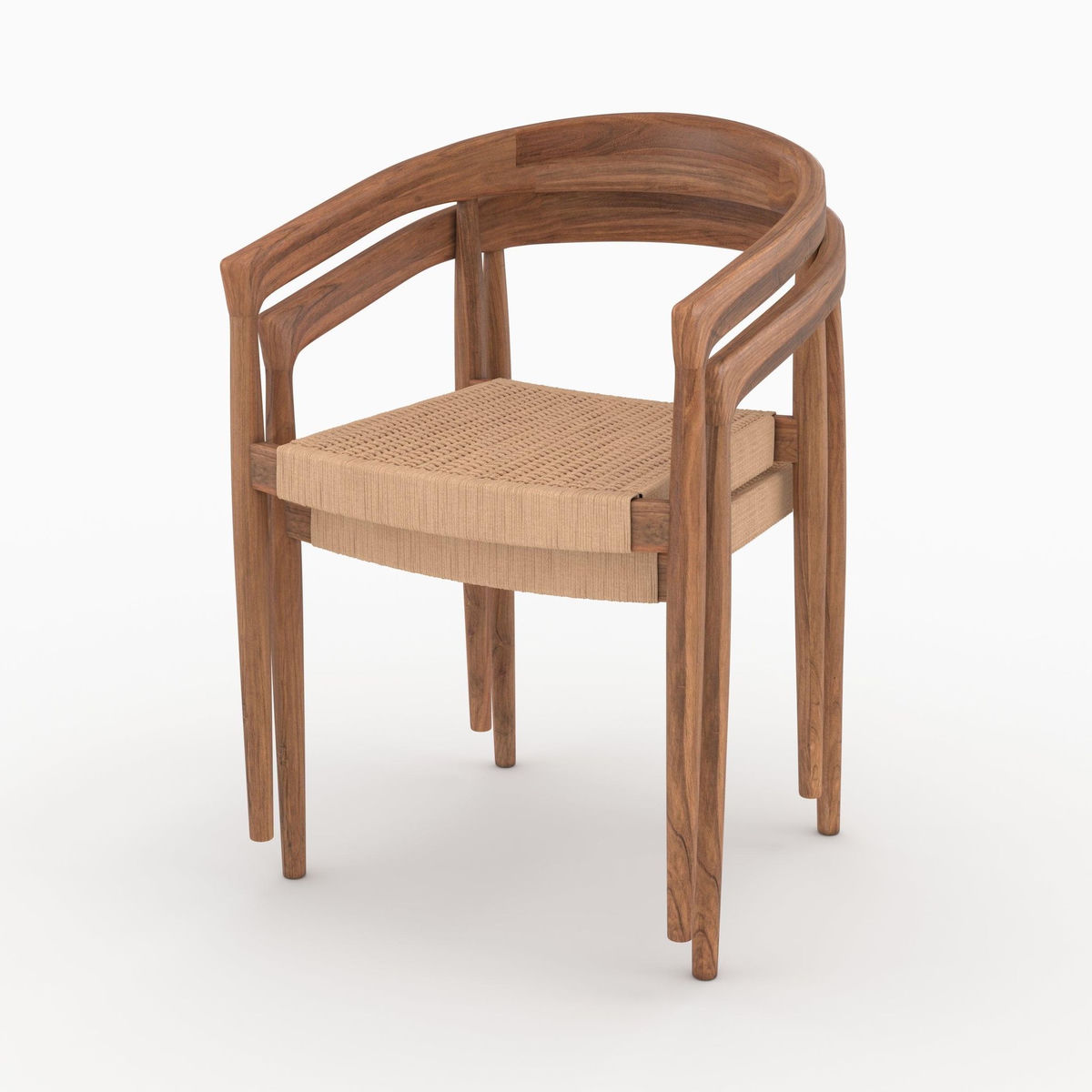 MAISON PAVANE Lot de 2 chaises en bois de teck et corde naturelle -Bali
