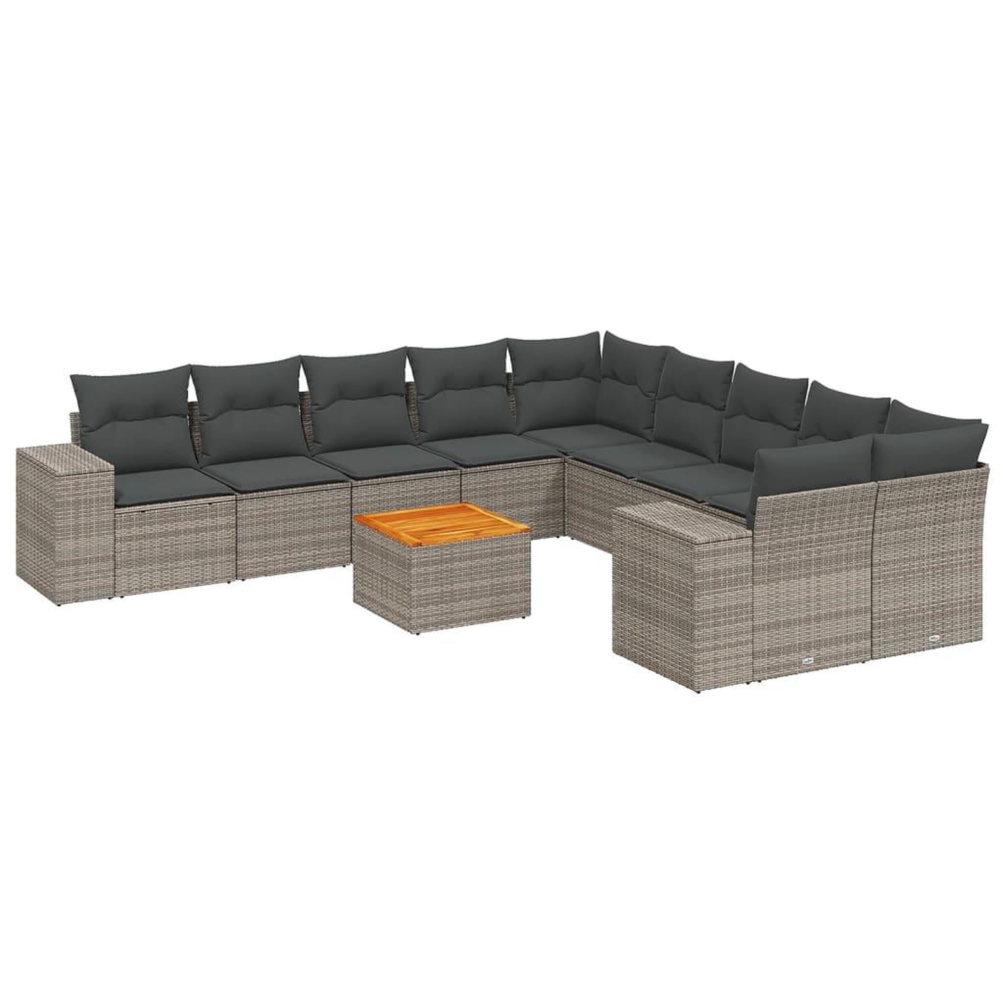 Voir la diapositive 2 : VIDAXL Salon de jardin 11 pcs avec coussins gris resine tressee