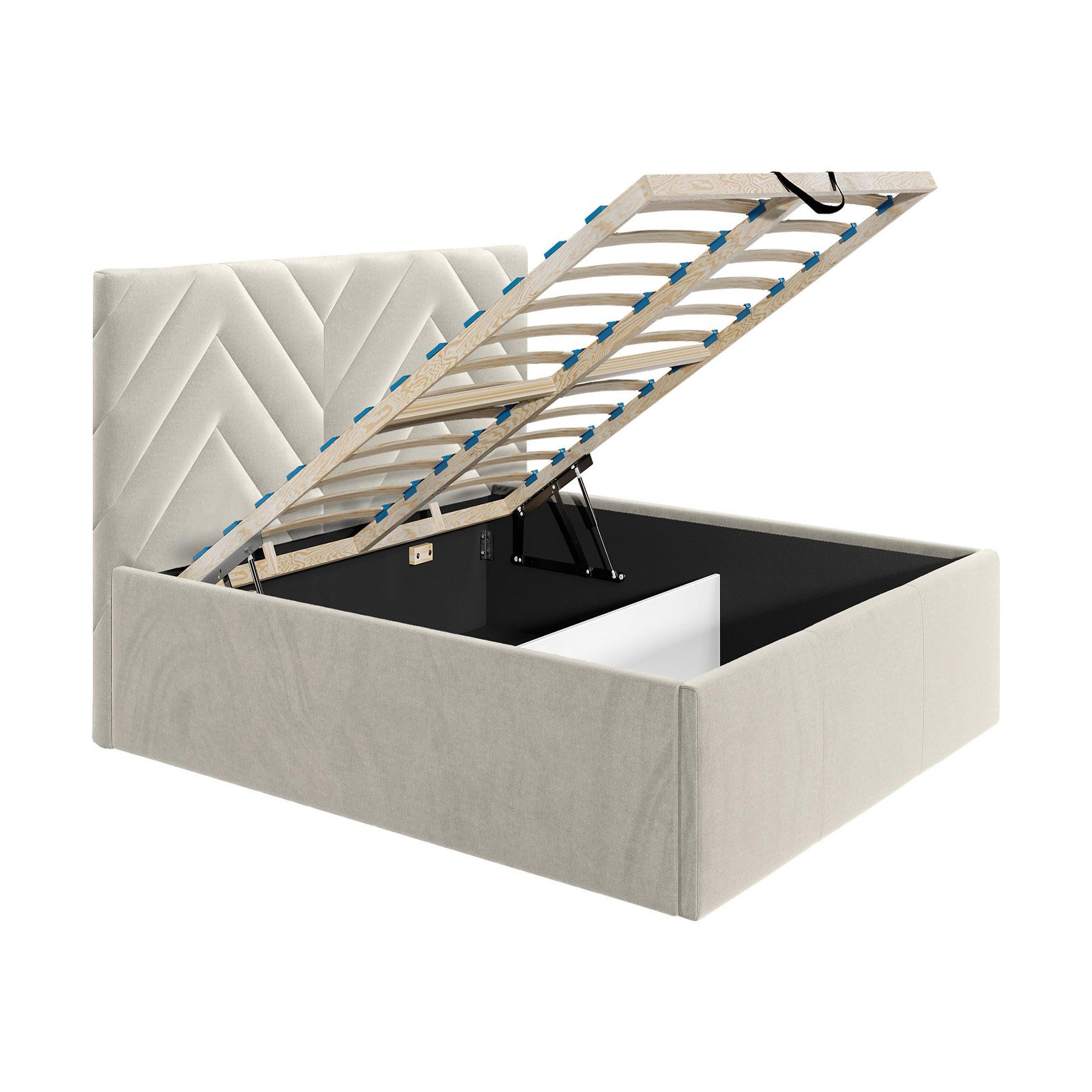 Voir la diapositive 2 : BEST MOBILIER Santiago - lit coffre - 140x200 - sommier inclus - en velours
