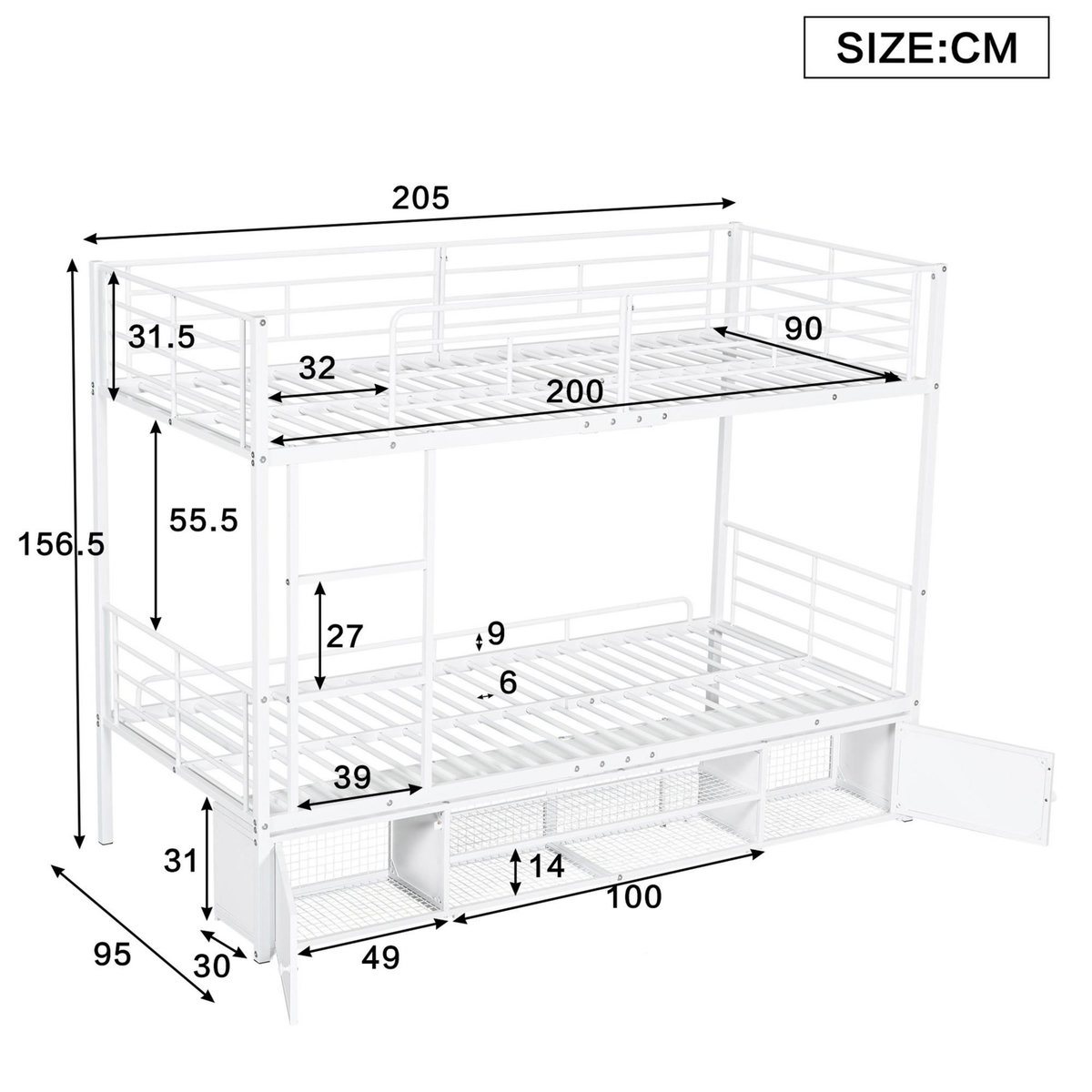 MERAX Lit superposé 90x200cm