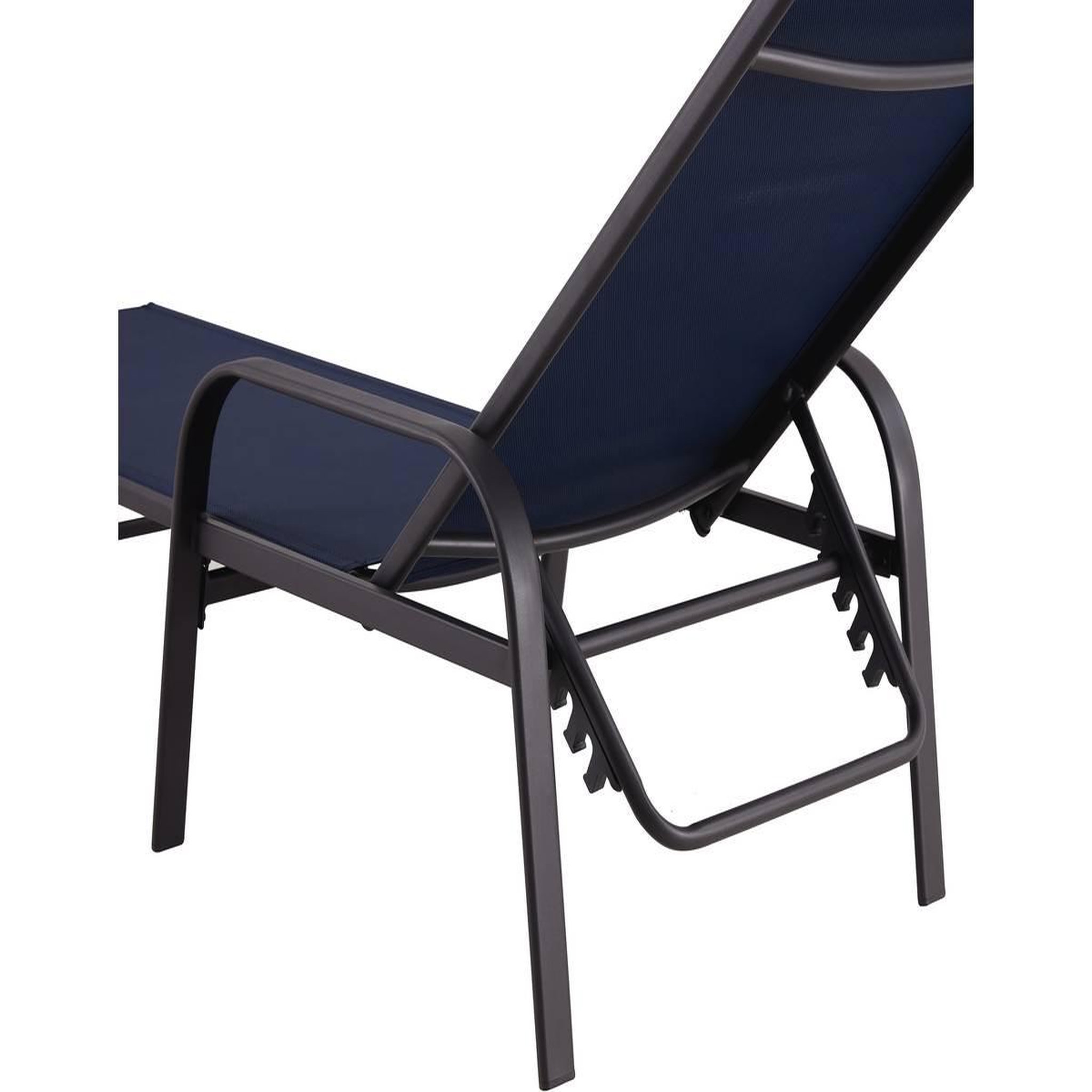 Voir la diapositive 3 : Habitat et Jardin Lot de 2 bains de soleil en métal avec accoudoirs  farniente  - bleu nuit