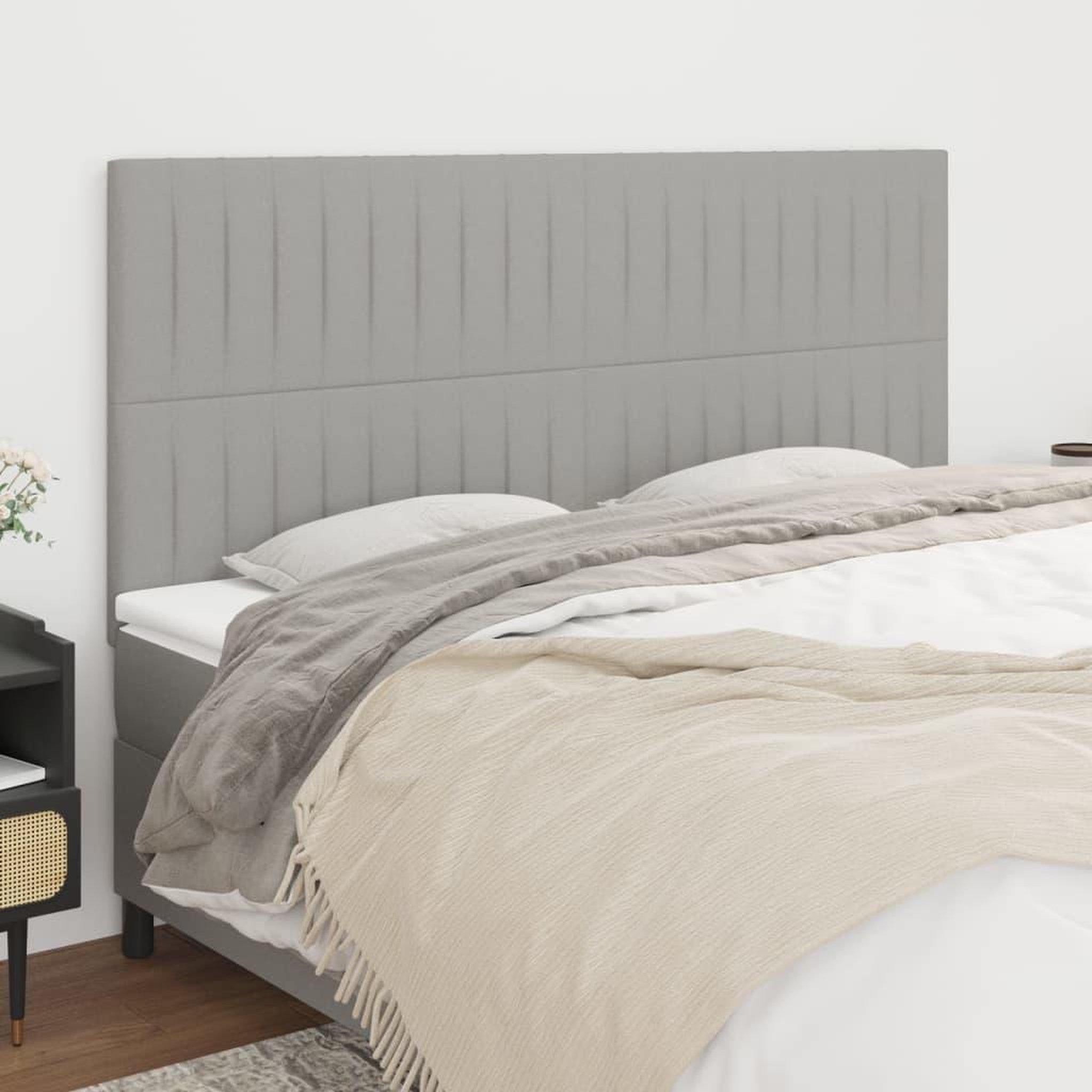 Voir la diapositive 1 : VIDAXL Tetes de lit 4 pcs Gris clair 80x5x78/88 cm Tissu