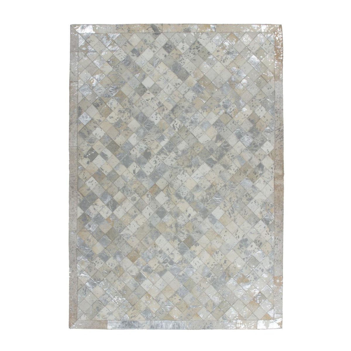 Paris Prix Tapis en Cuir Effet Mosaïque  Lavish  Gris & Argent
