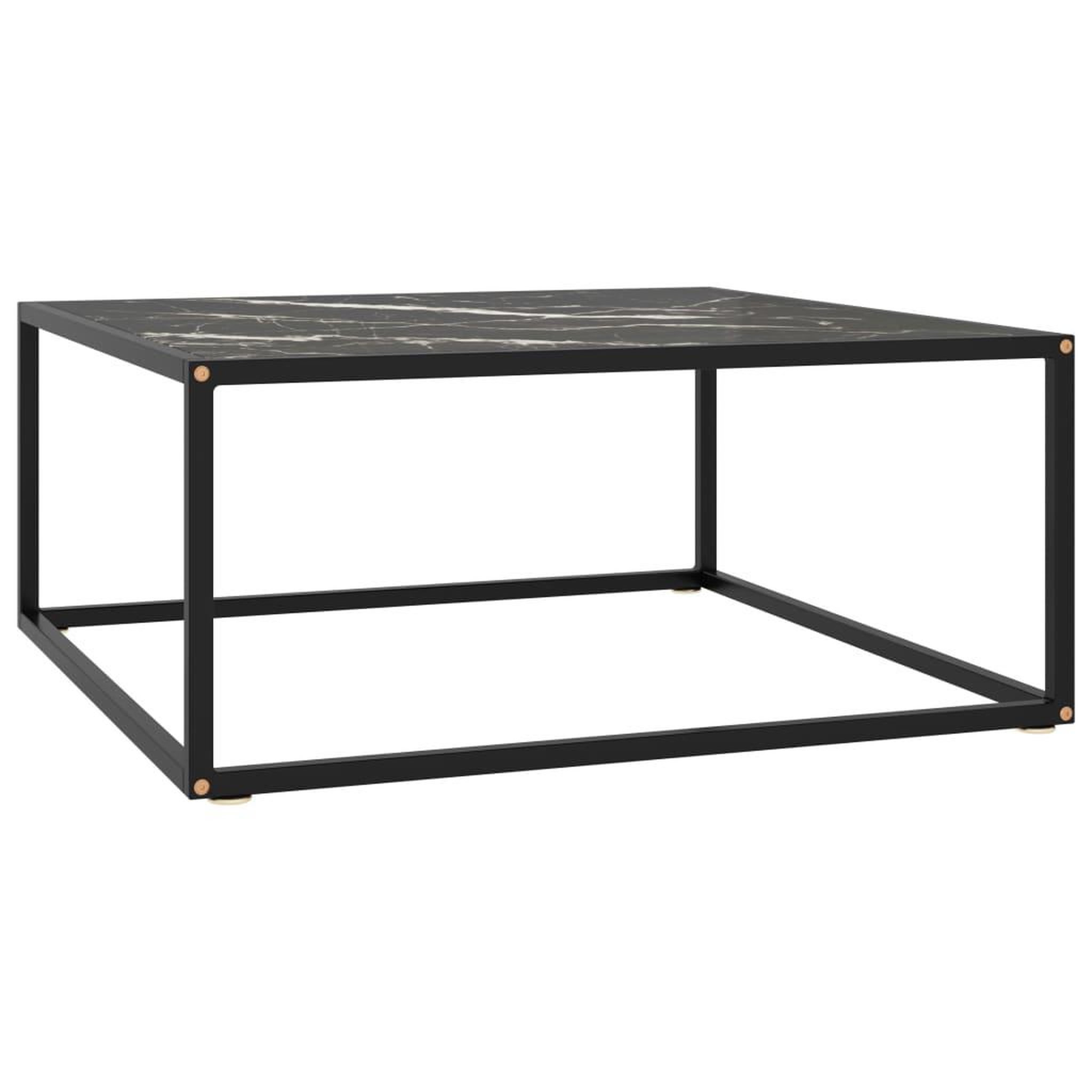 VIDAXL Table basse Noir avec verre marbre noir 80x80x35 cm