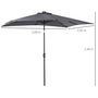 Voir la diapositive 3 : OUTSUNNY Parasol lumineux rectangulaire inclinable dim. 2,68L x 2,05l x 2,48H m parasol LED solaire métal polyester haute densité gris