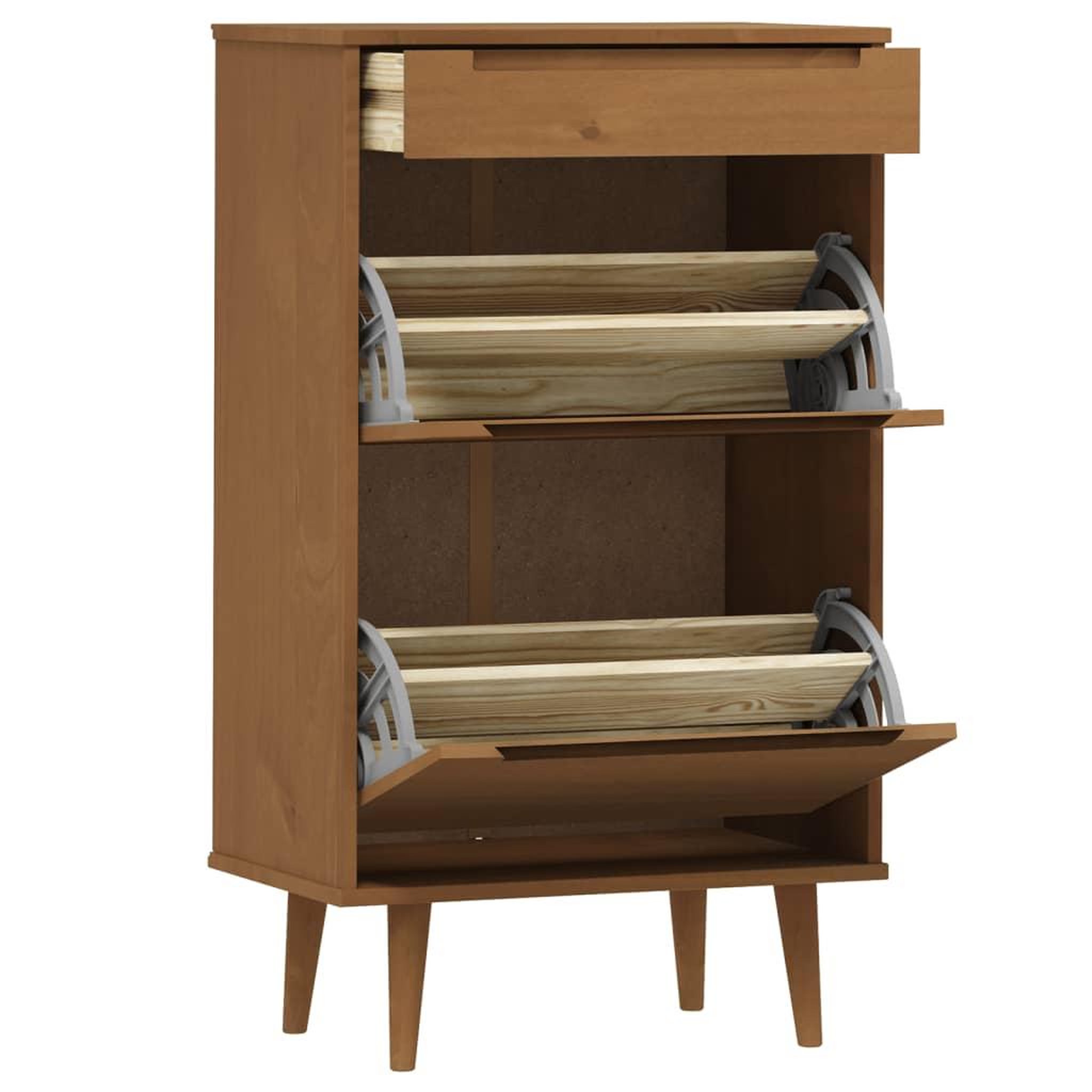 Voir la diapositive 5 : VIDAXL Armoire a chaussures MOLDE Marron 59,5x35x103 cm Bois de pin