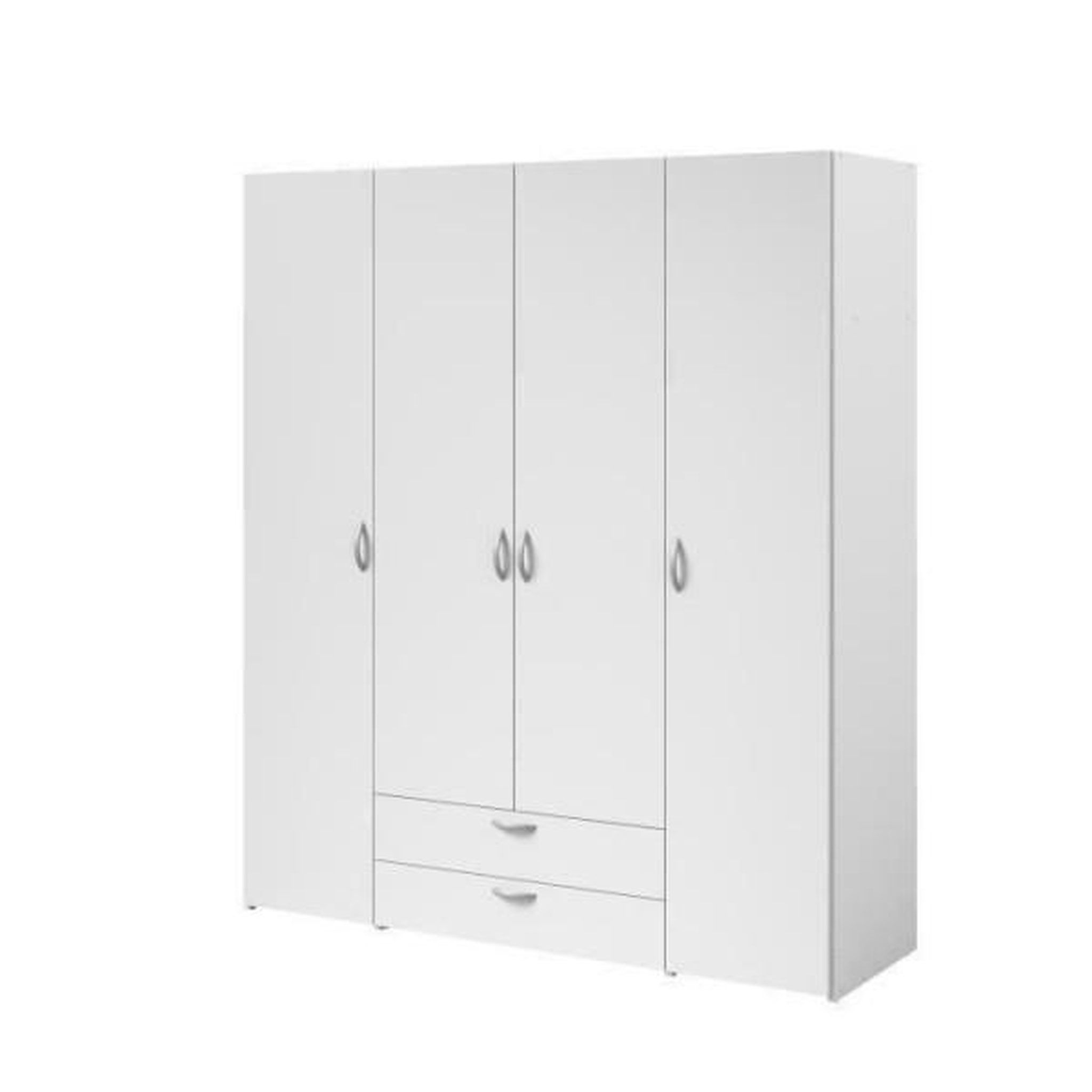 PARISOT Armoire VARIA - Décor blanc - 4 portes battantes + 2 tiroirs - L 160 x H 185 x P 51 cm - PARISOT
