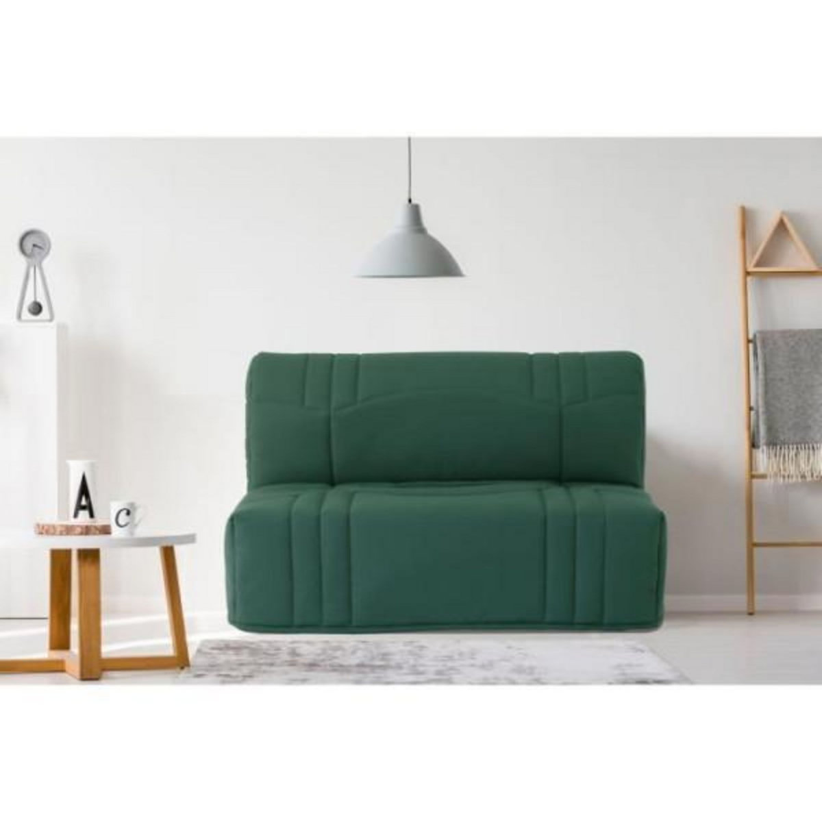 MARKET24 Banquette BZ DREAM - Tissu 100% Coton vert foret - Couchage 140x190 cm - Confort moelleux