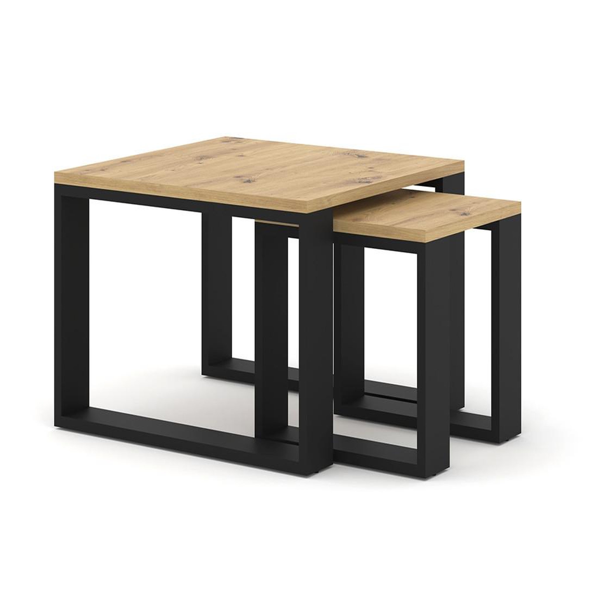 Voir la diapositive 1 : BEST MOBILIER Donnely - lot de 2 tables basses - effet bois et noir - 60 et 38 cm