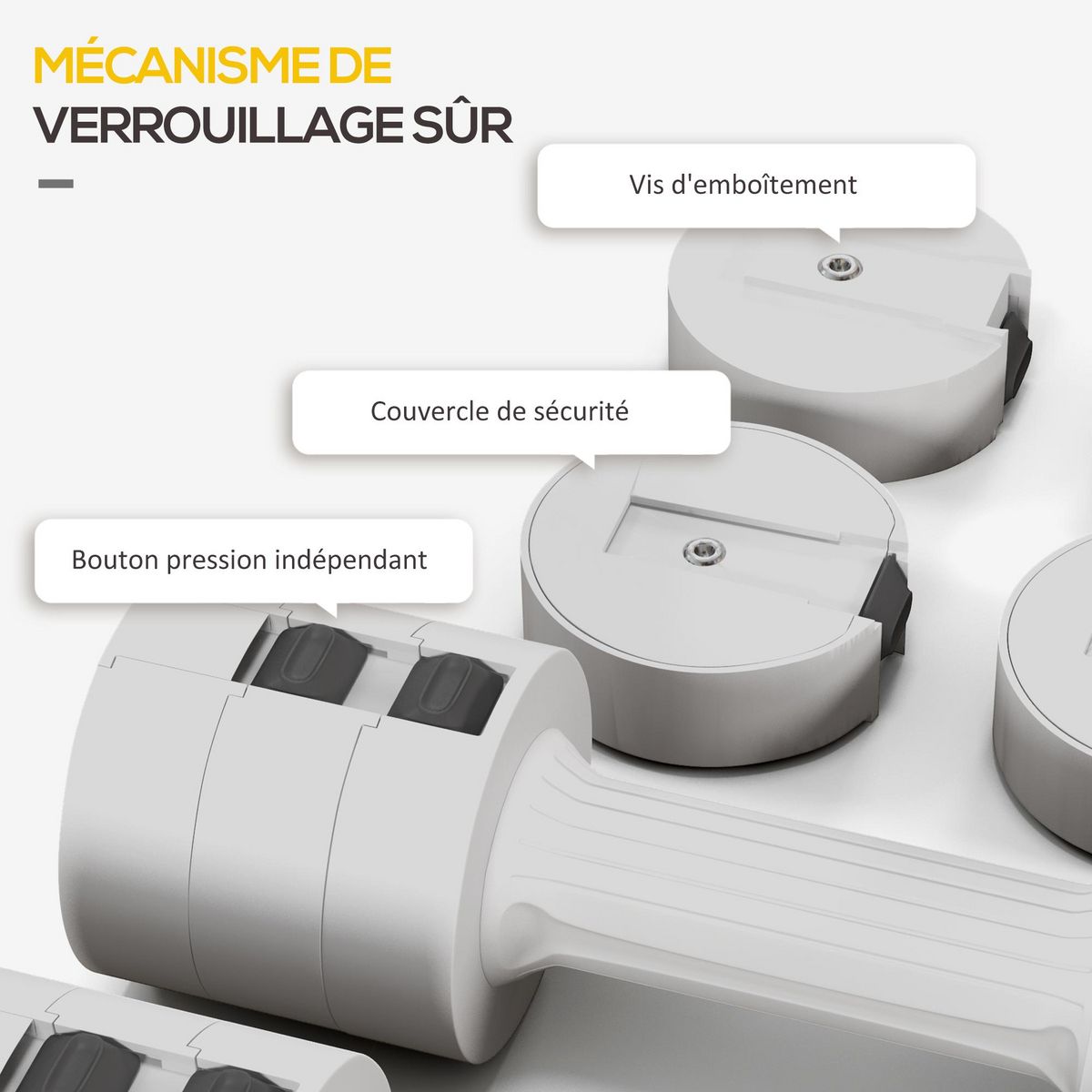 HOMCOM Set de 2 haltères ensemble d'haltères réglables poids total 5 Kg coffre rangement inclus blanc