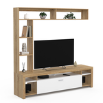 ID MARKET Ensemble meuble TV et étagères 170 cm MALO bois et placard blanc