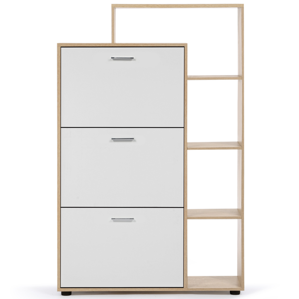 ID MARKET Meuble à chaussures 18 paires KLARK imitation hêtre 3 portes blanches avec étagère