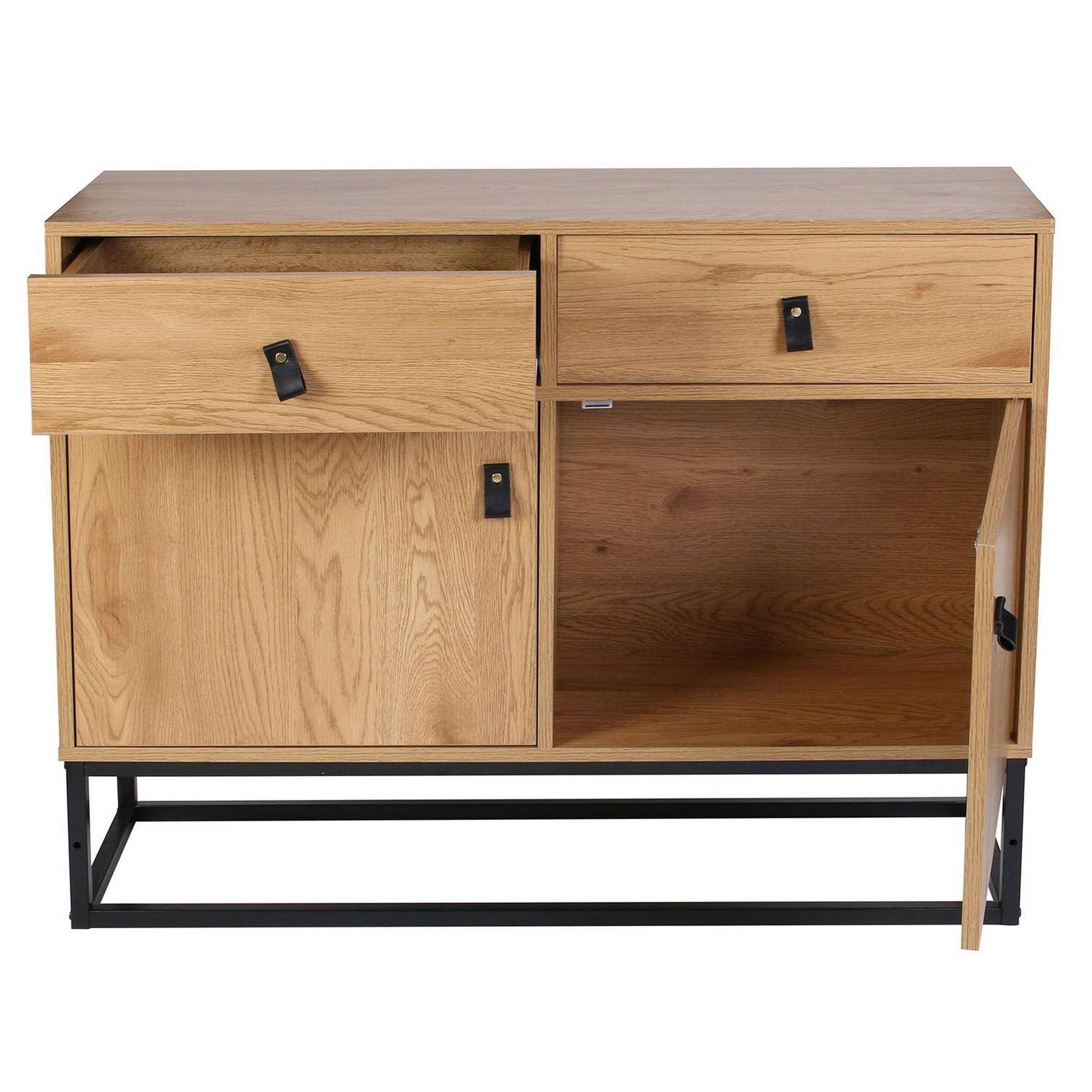 Voir la diapositive 2 : The Home Deco Factory Buffet design bois et métal Abbott - L. 100 x H. 80 cm - Marron