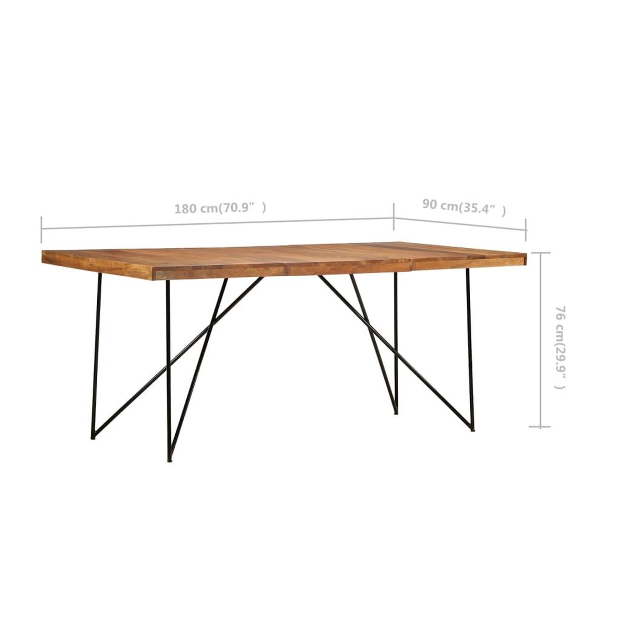 Voir la diapositive 6 : VIDAXL Table a manger 180x90x76 cm Bois d'acacia massif