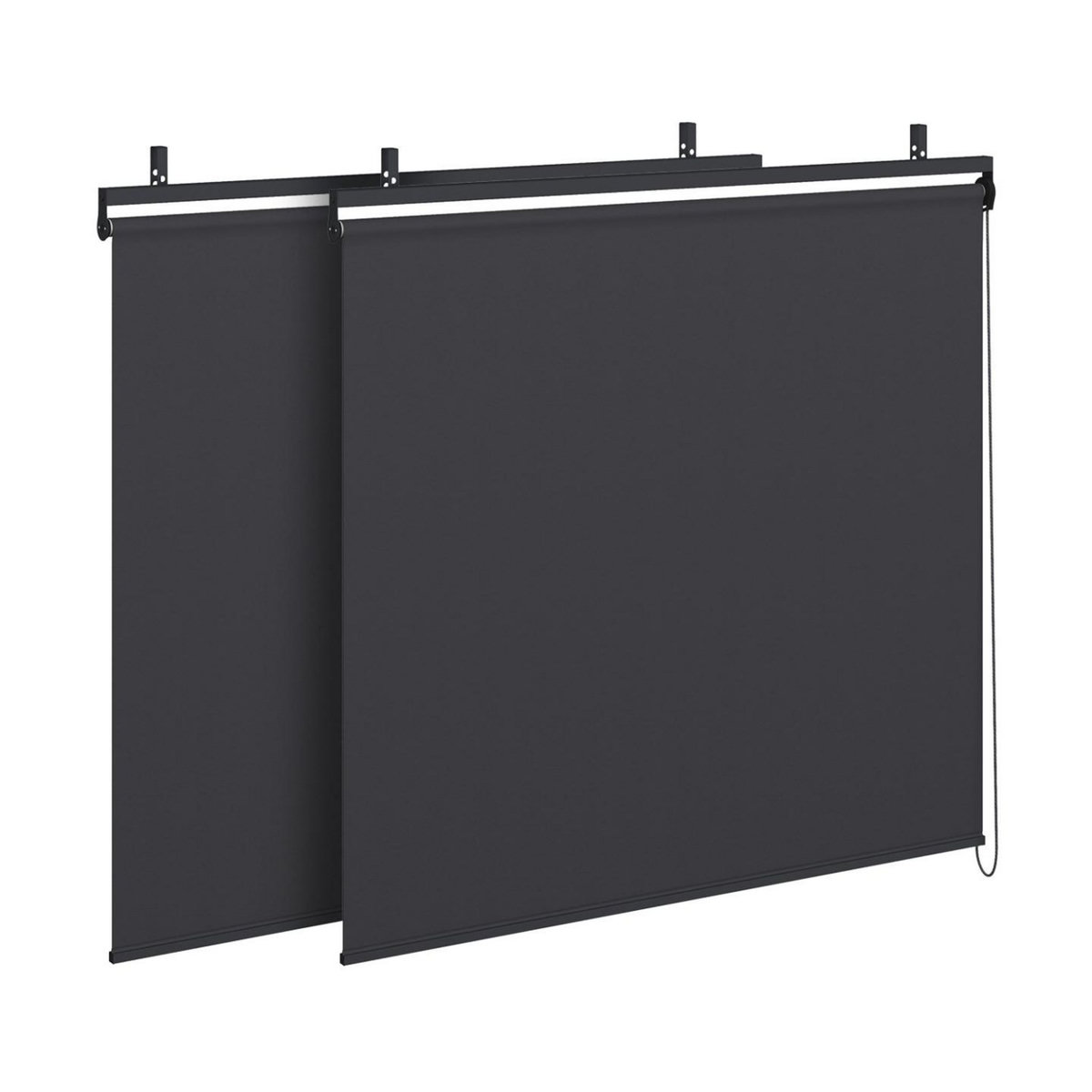 ID MARKET Pergola bioclimatique lames orientables acier 3x4 M et 4 stores gris anthracite