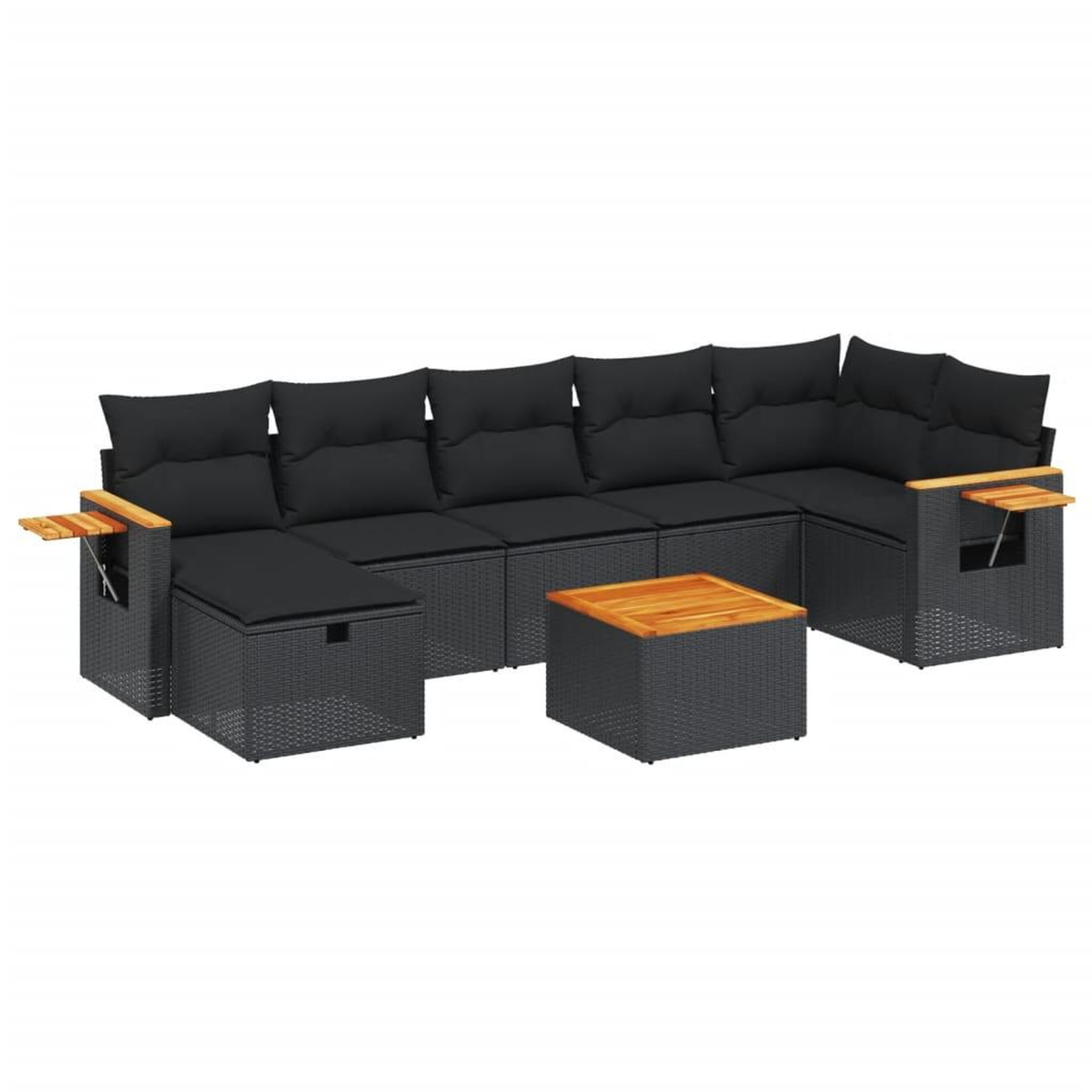 Voir la diapositive 2 : VIDAXL Salon de jardin 8 pcs avec coussins noir resine tressee