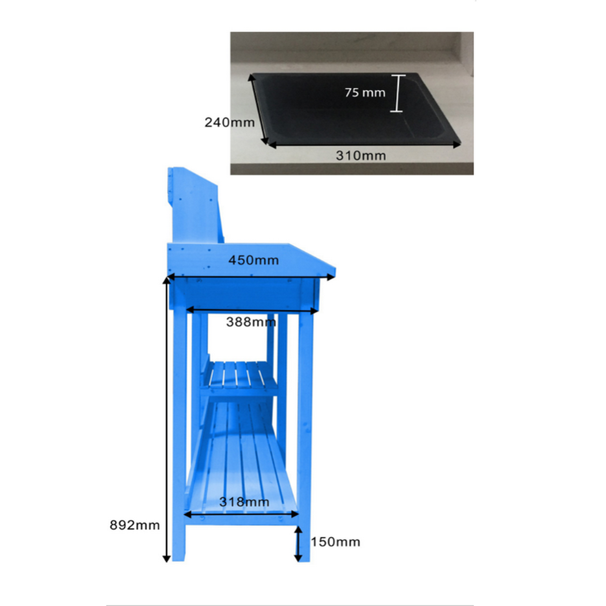 Voir la diapositive 3 : Hisense Table multiusages lasurée bleue - tab1105