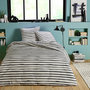 Voir la diapositive 1 : FUTURE HOME Parure de lit 2 personnes à rayures en polycoton