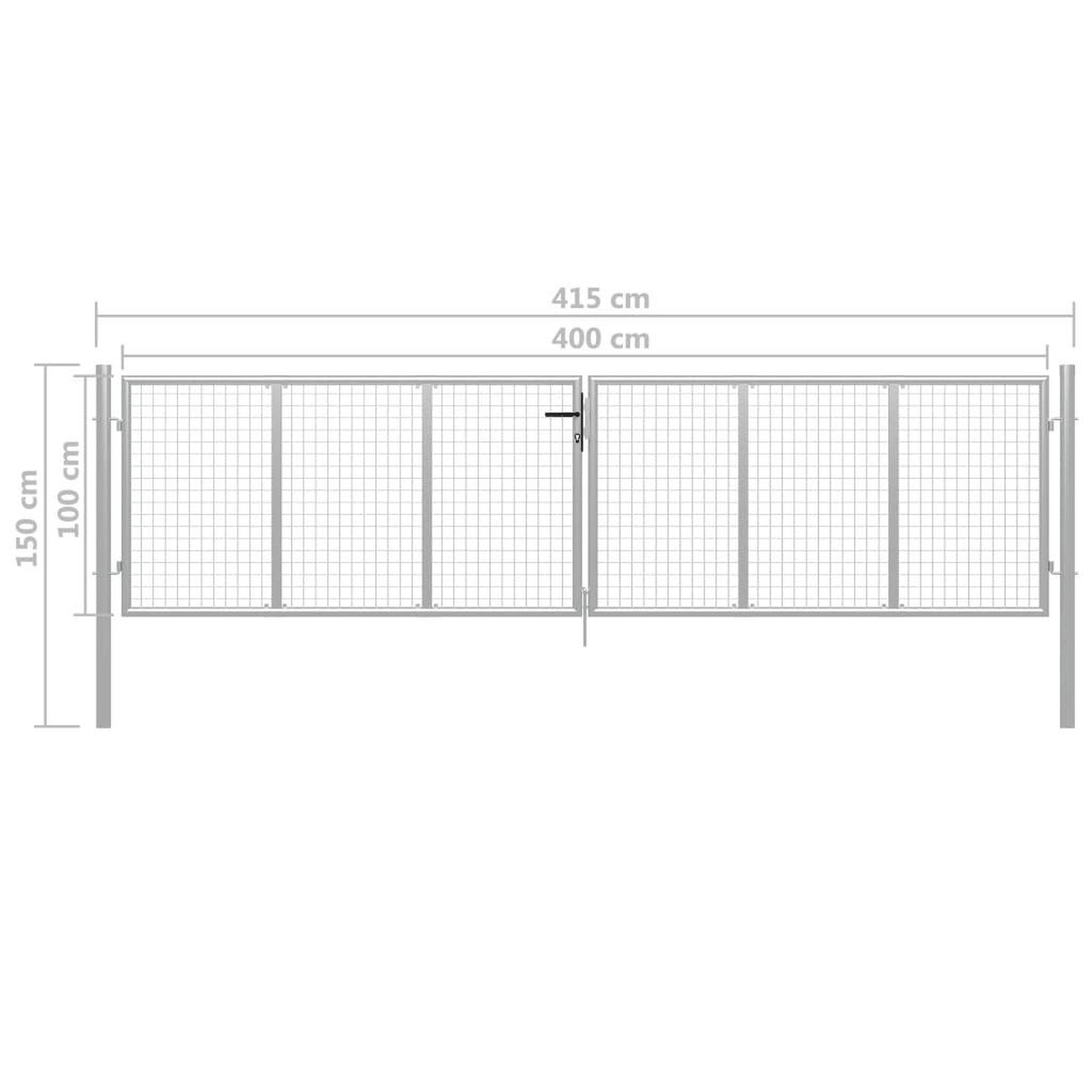Voir la diapositive 5 : VIDAXL Porte de jardin Acier galvanise 415x150 cm Argente