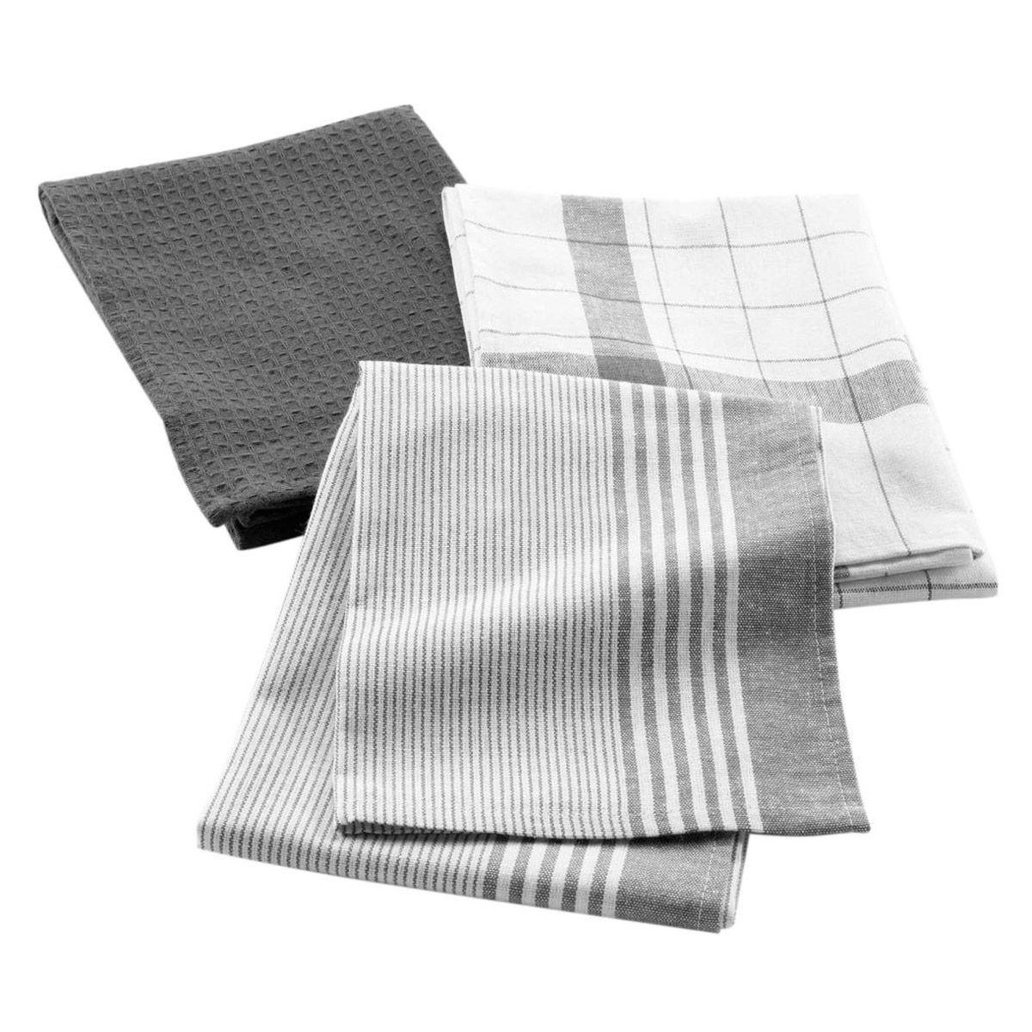 Douceur d'Intérieur Lot de 3 torchons  vibrato  50x70cm anthracite