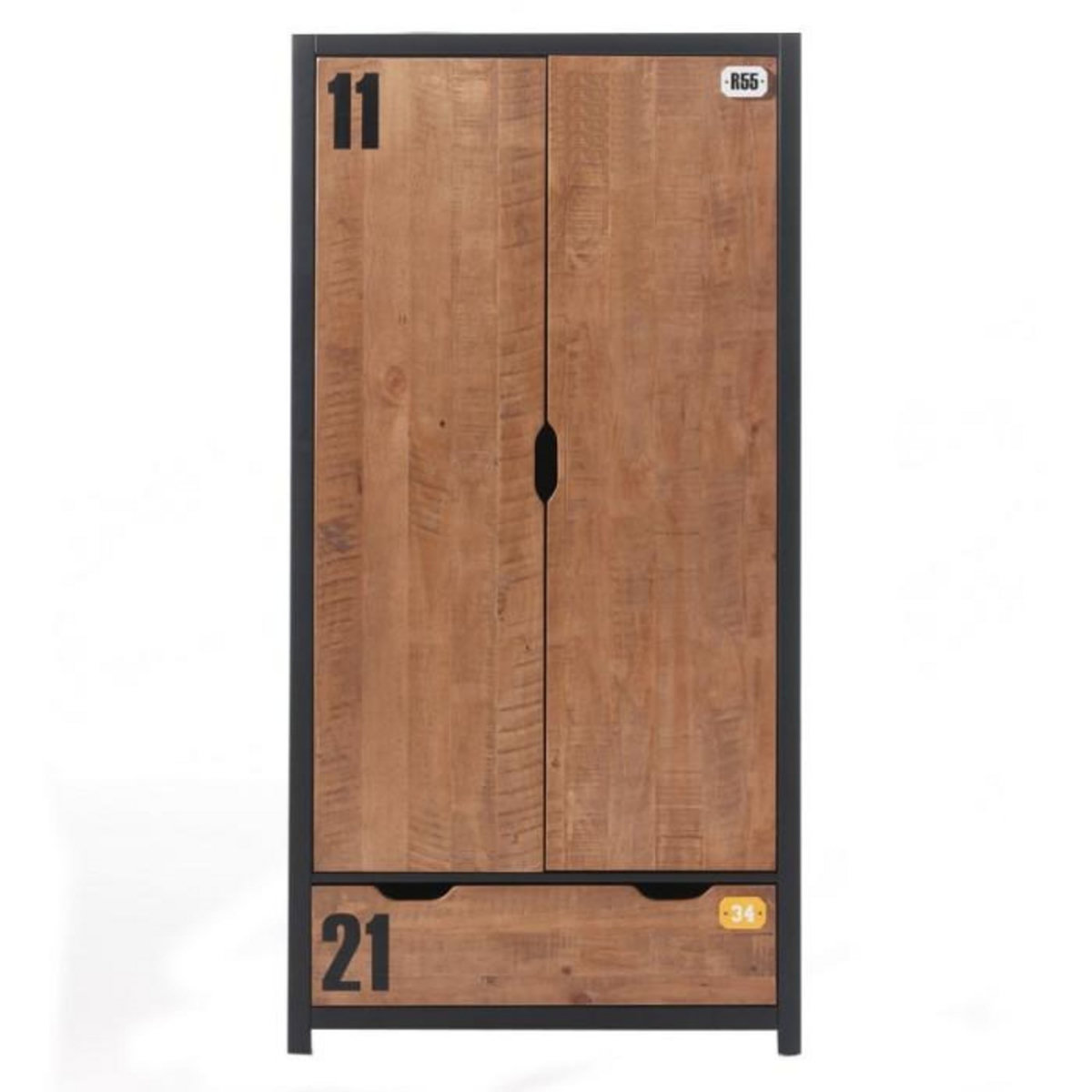 Paris Prix Armoire 2 Portes  Alex  200cm Marron & Noir