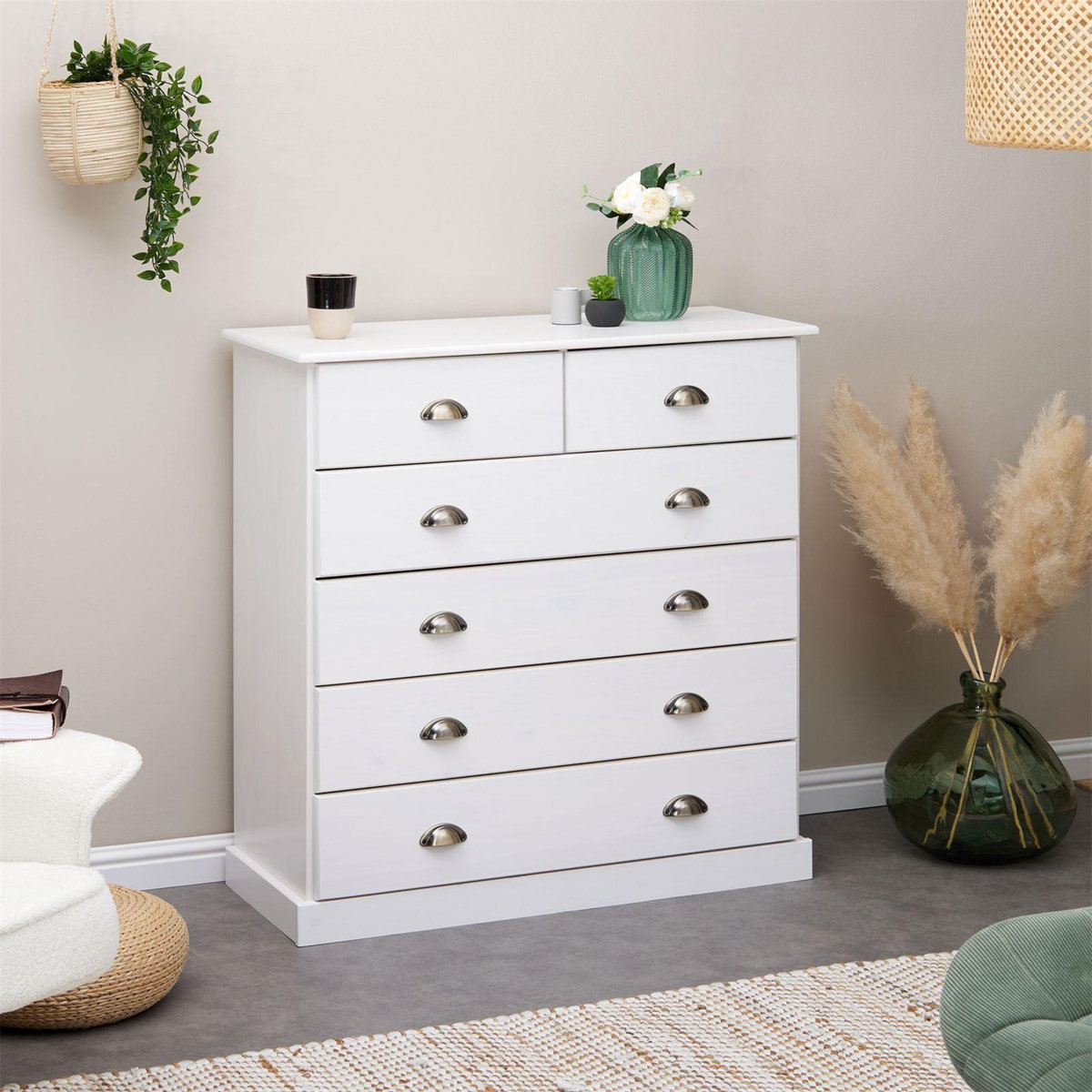 IDIMEX Commode PARIS en pin massif, 6 tiroirs