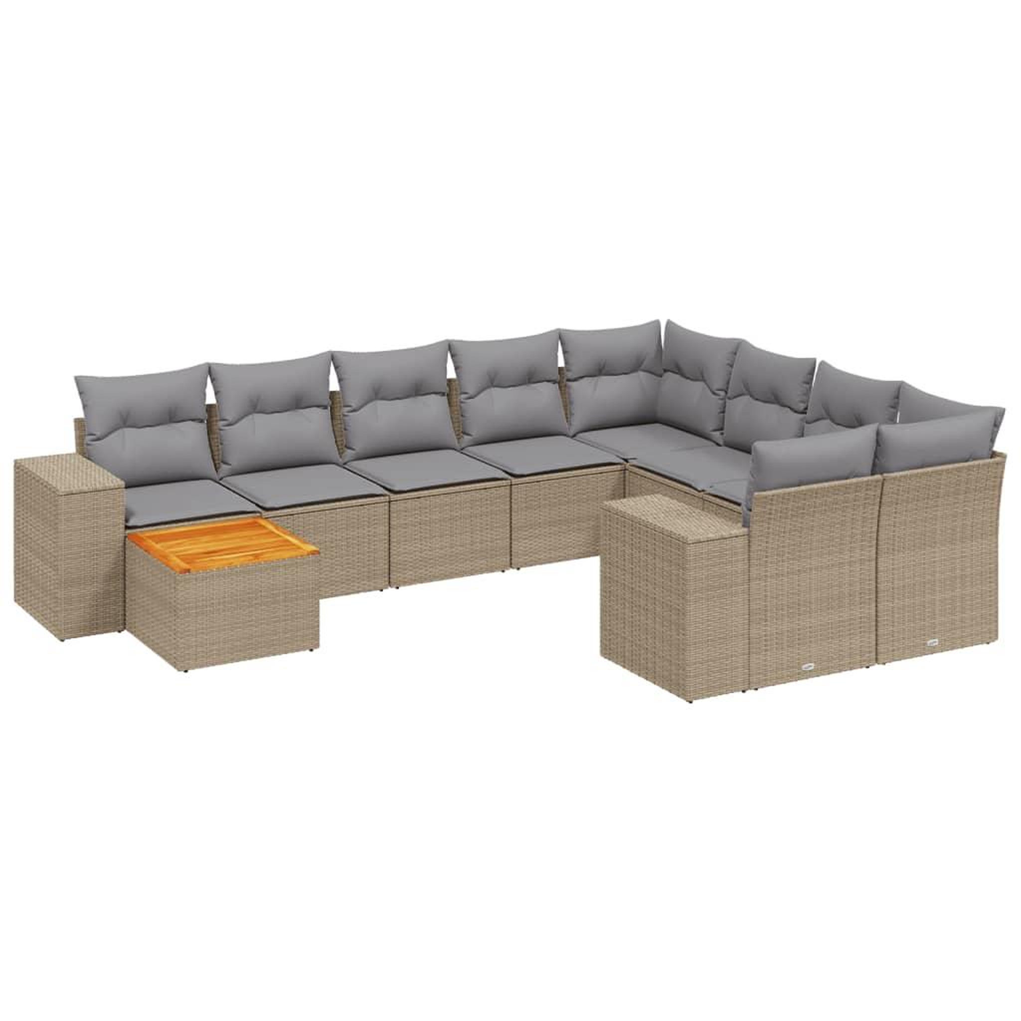 Voir la diapositive 2 : VIDAXL Salon de jardin avec coussins 10 pcs beige resine tressee