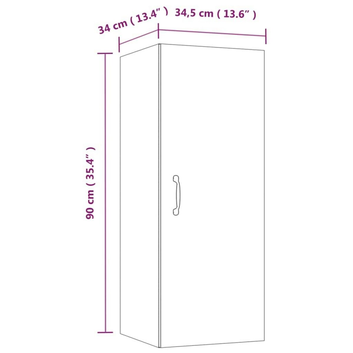 VIDAXL Armoire murale suspendue Noir 34,5x34x90 cm Bois d'ingenierie