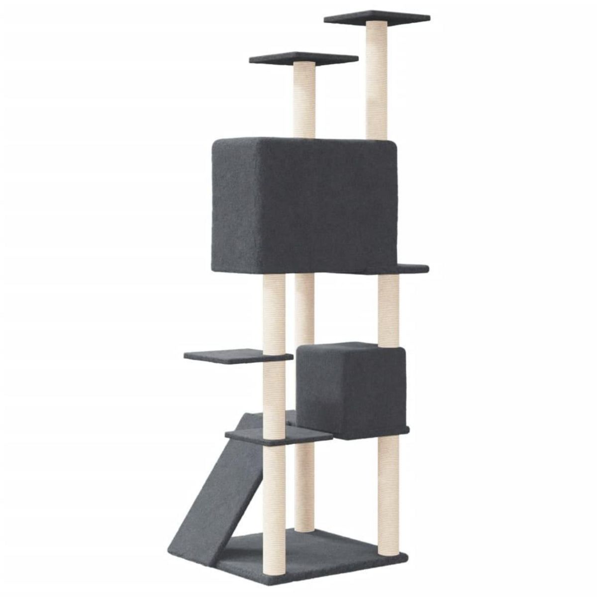VIDAXL Arbre a chat avec griffoirs en sisal Gris fonce 153 cm