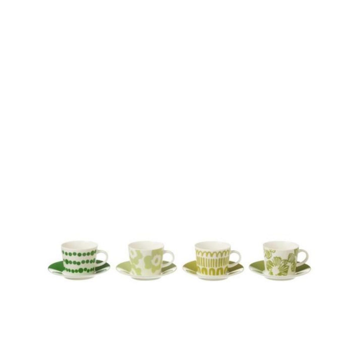 Paris Prix Lot de 4 Tasses & Sous-Tasses  Fiesta Sud  9Cl Vert