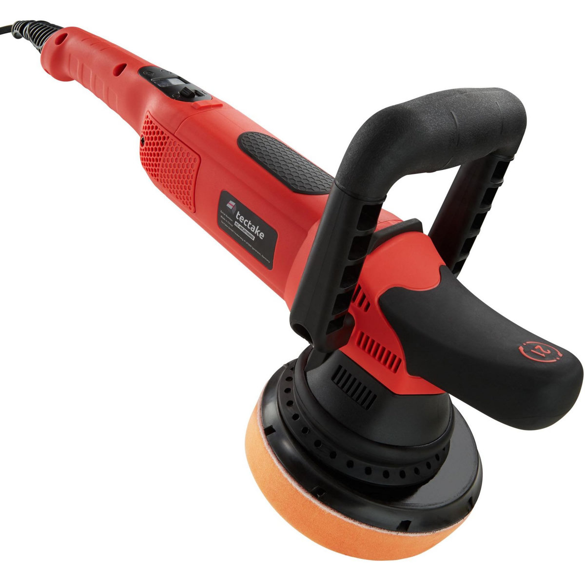 tectake Polisseuse excentrique avec 15 Accessoires 810 W noir/rouge