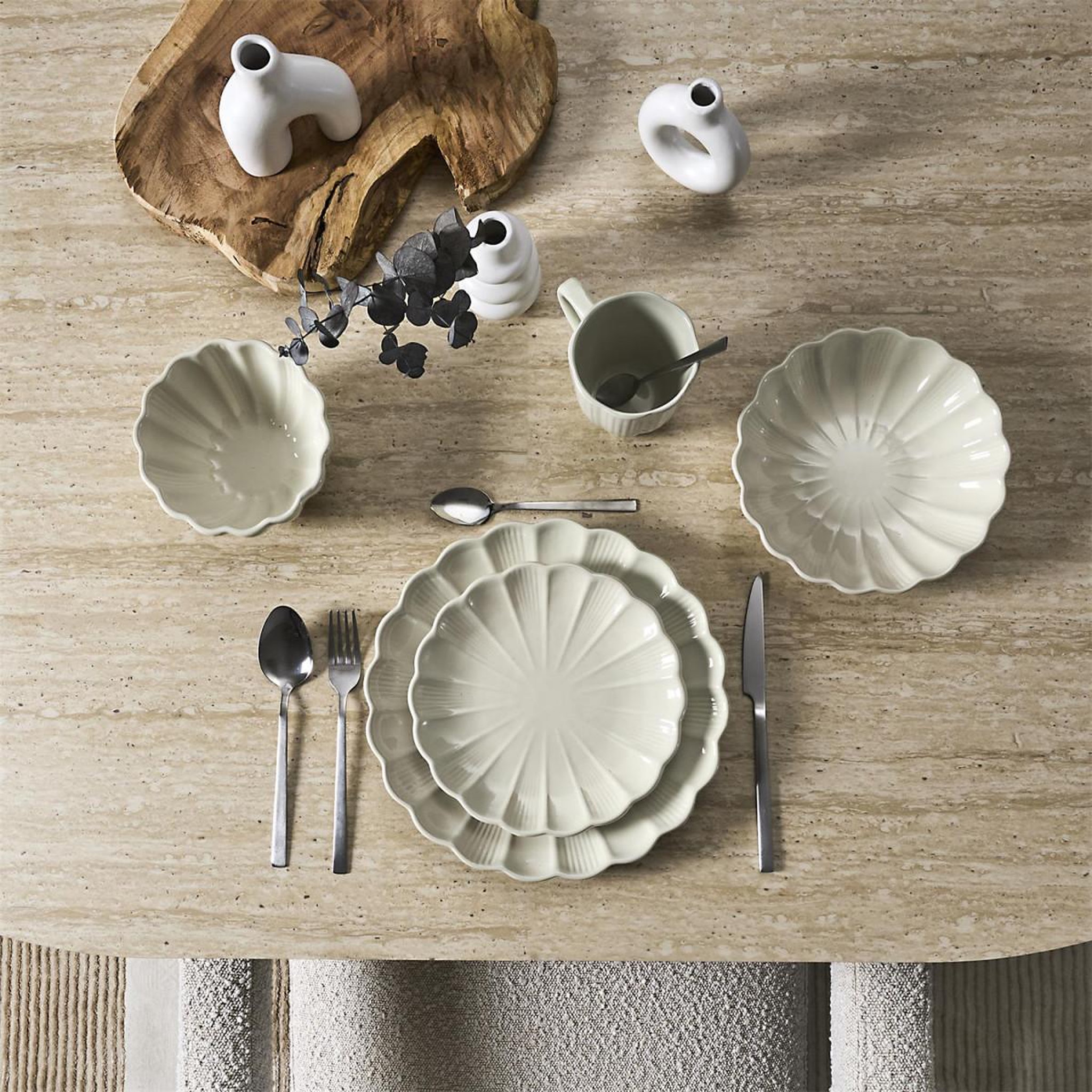 Voir la diapositive 3 : The Home Deco Factory Lot de 6 assiettes à dessert  calista  19cm écru